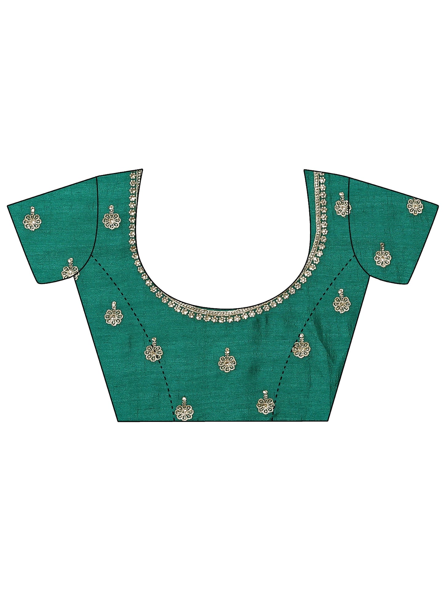 Green Embellished Silk Blend Saree With Unstitched Blouse Piece