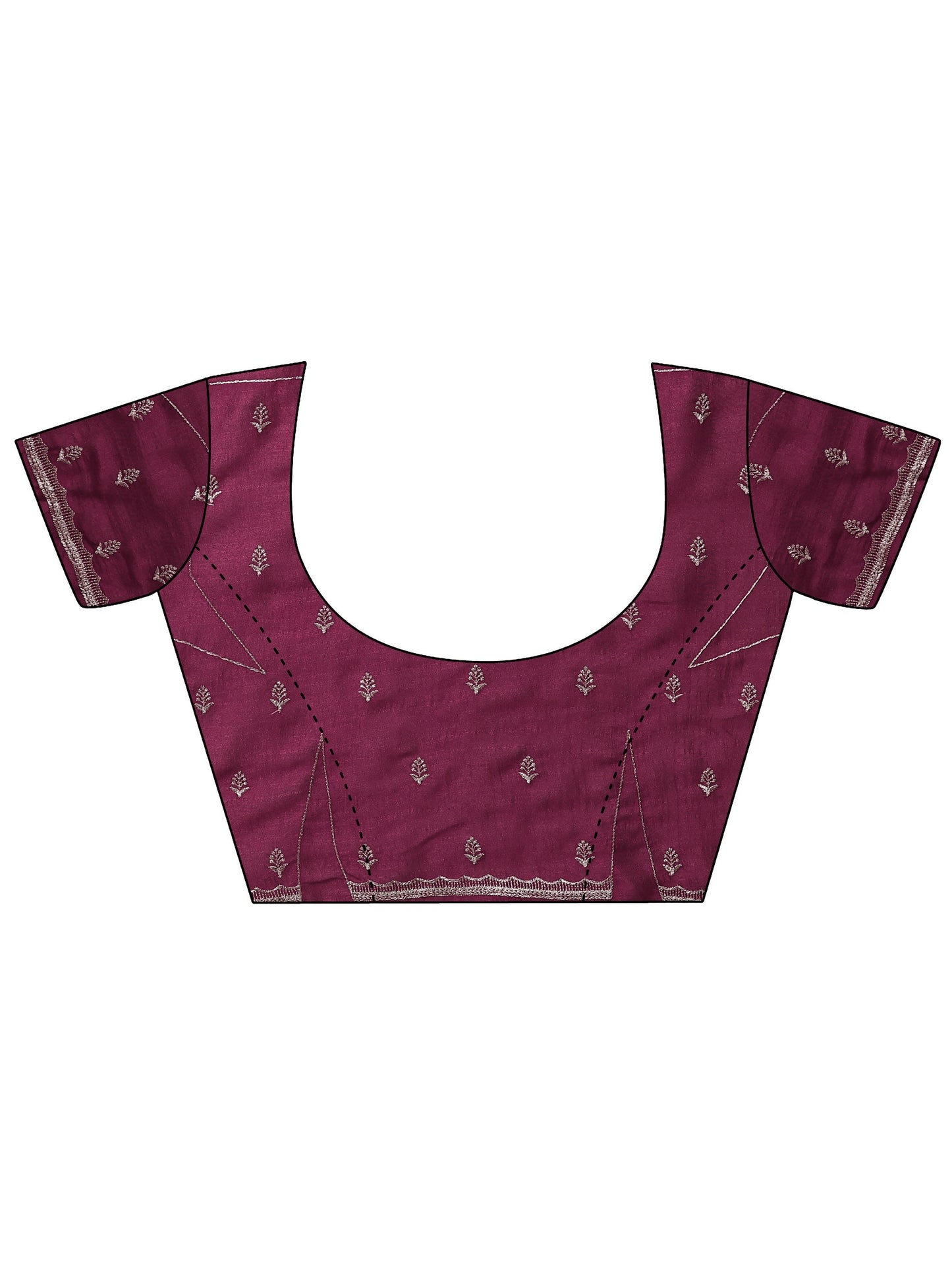 Burgundy Embellished Silk Blend Saree With Unstitched Blouse Piece