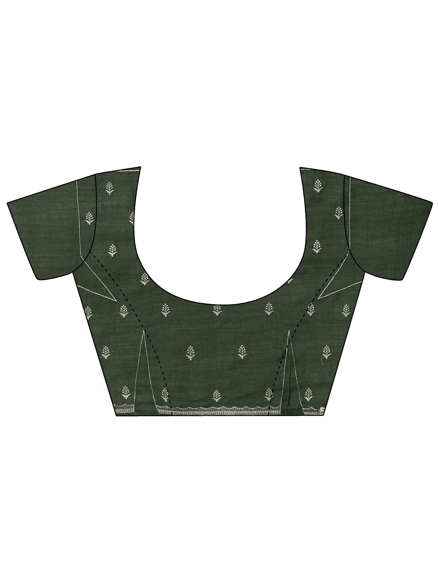 Green Embellished Silk Blend Saree With Unstitched Blouse Piece