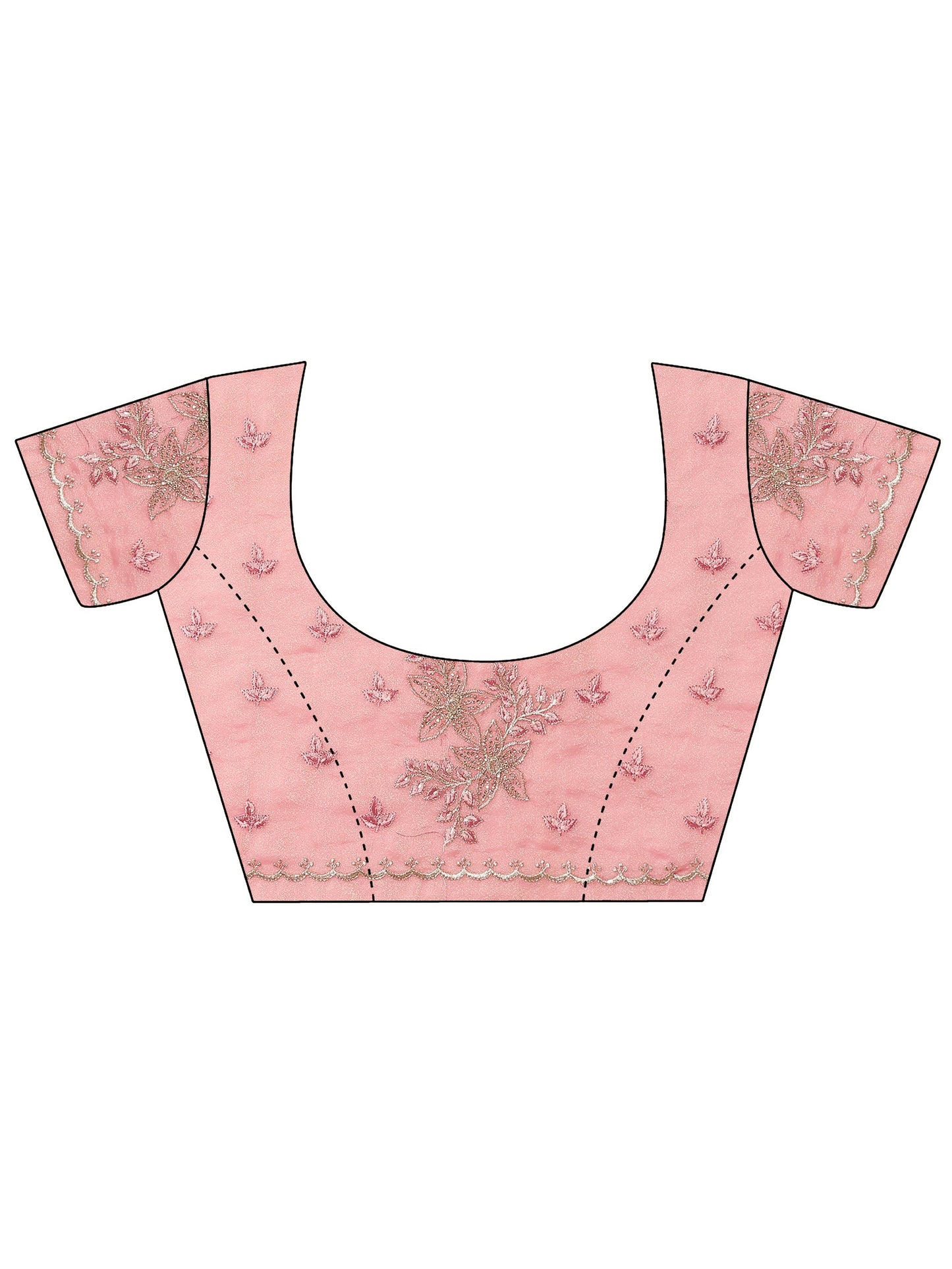 Pink Embroidered Organza Saree With Unstitched Blouse Piece