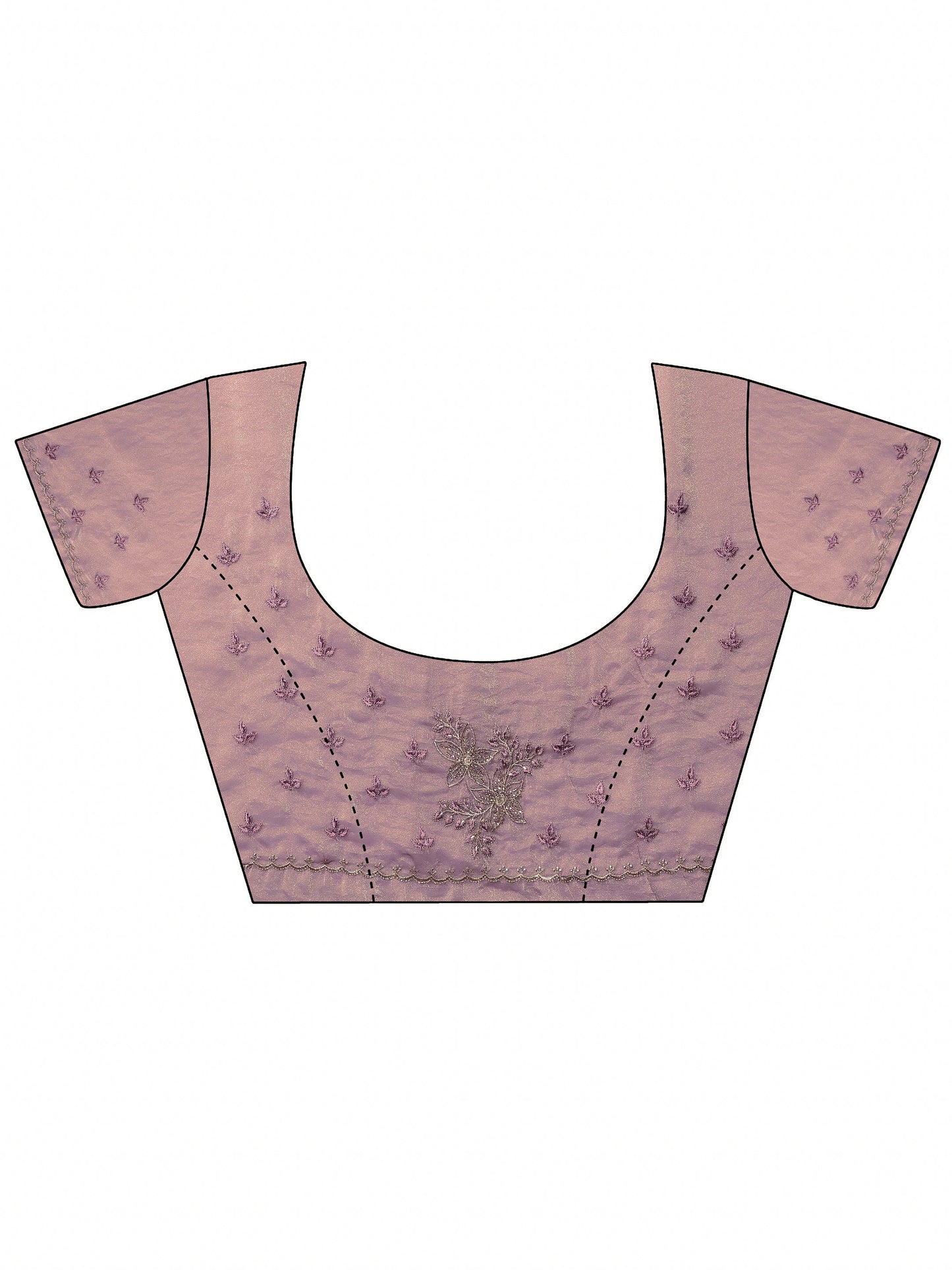 Purple Embroidered Organza Saree With Unstitched Blouse Piece