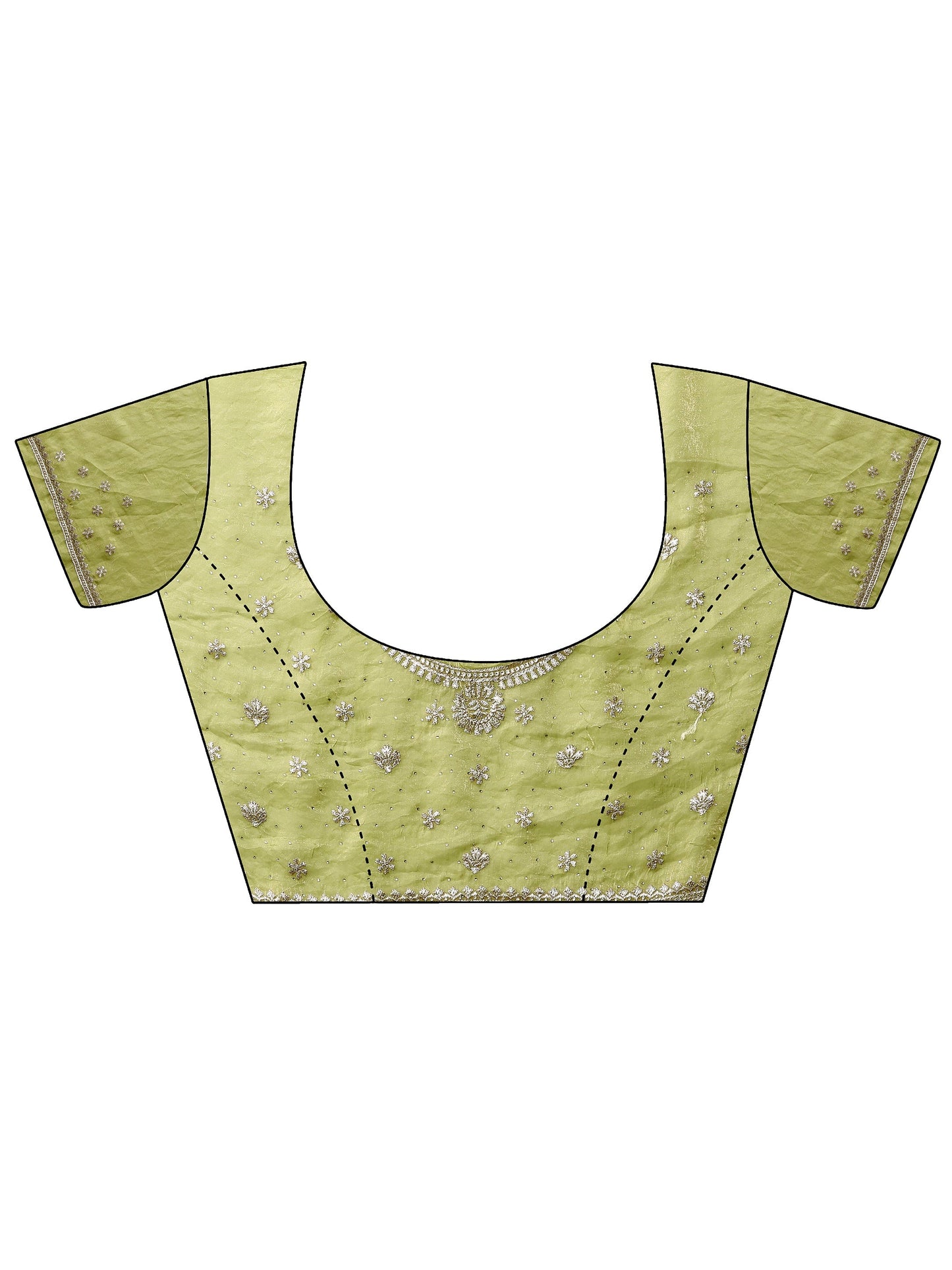 Green Embellished Organza Saree With Unstitched Blouse Piece