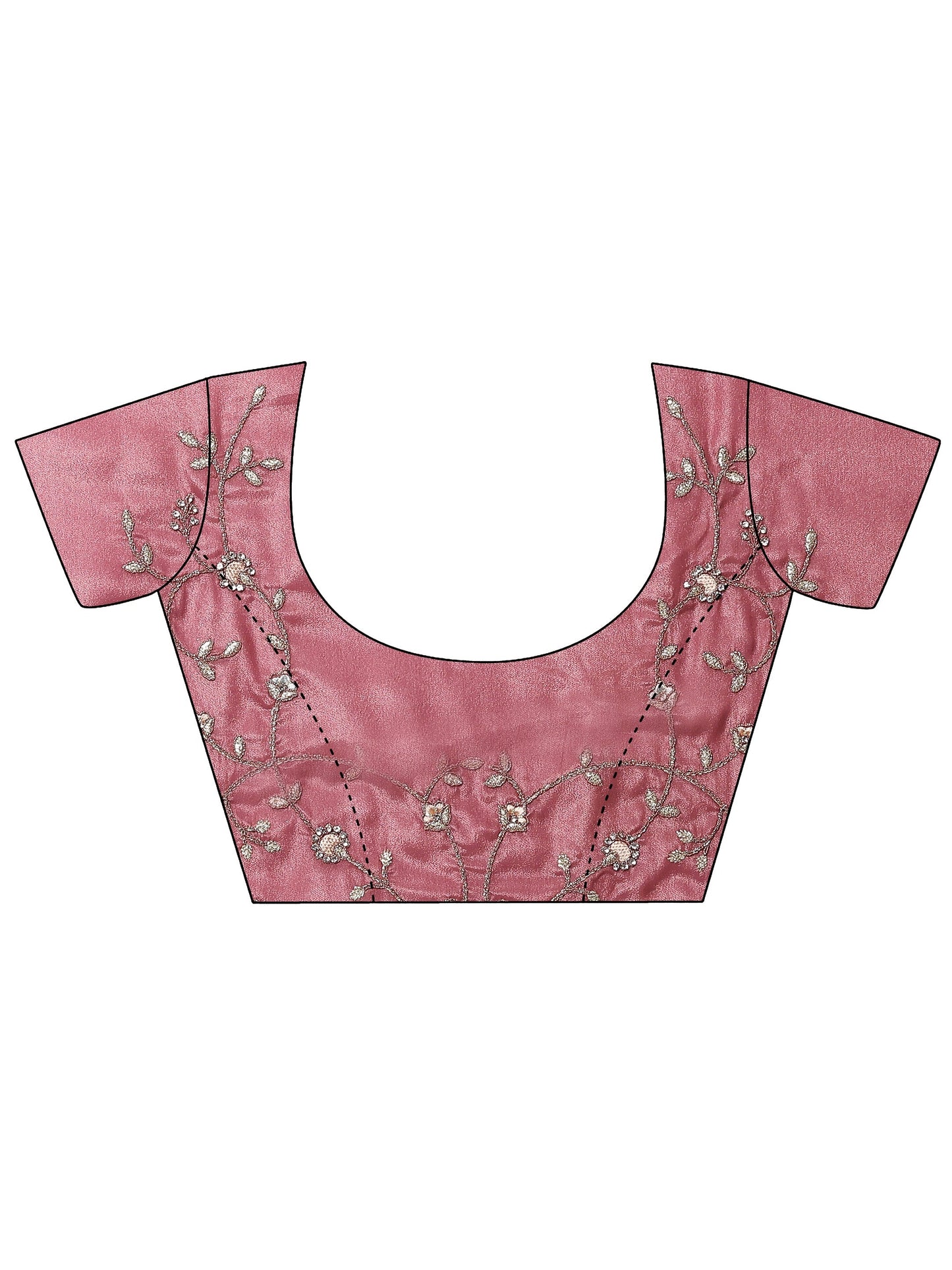 Mauve Embroidered Organza Saree With Unstitched Blouse Piece