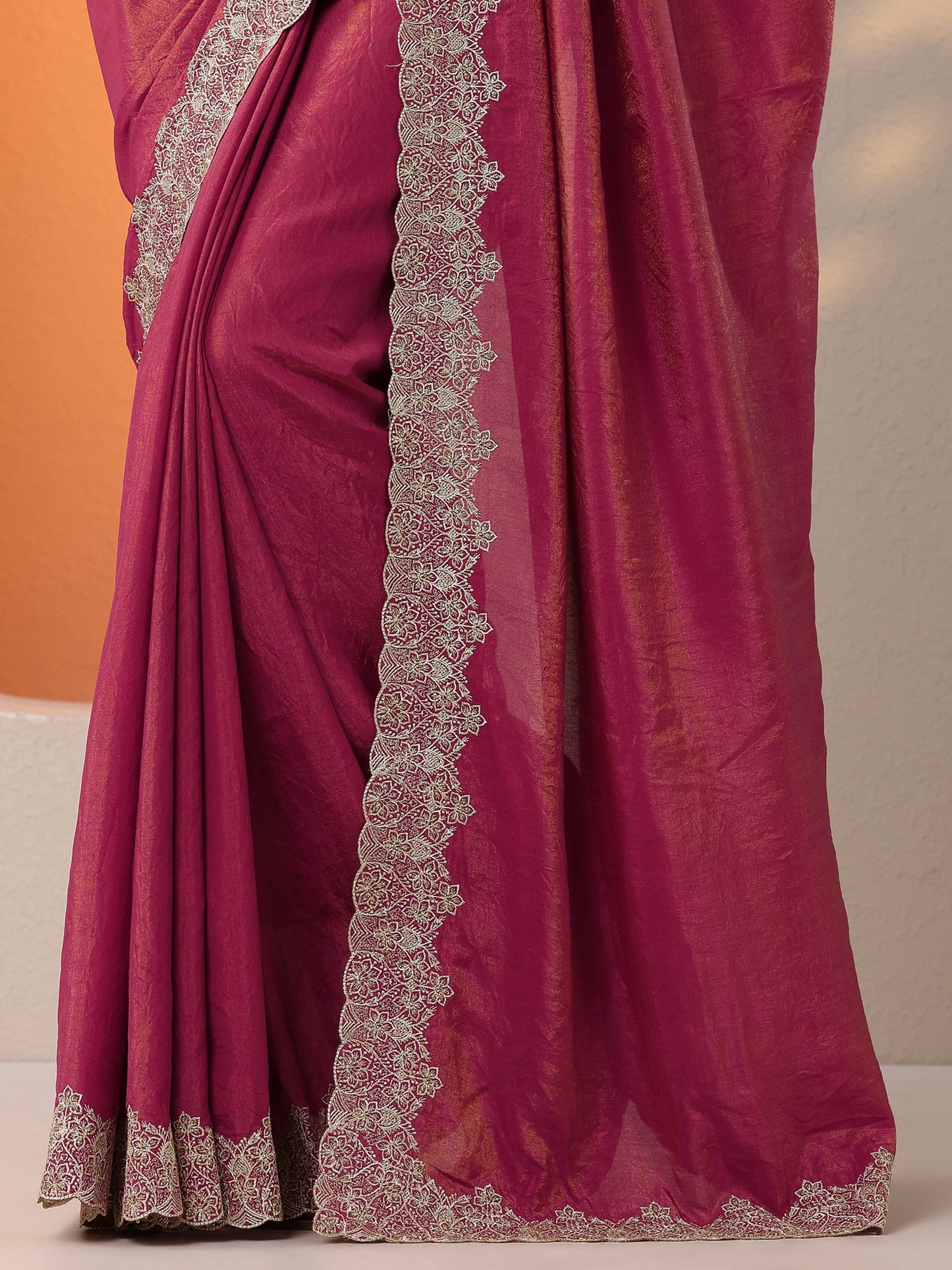 Pink Solid Organza Saree With Unstitched Blouse Piece