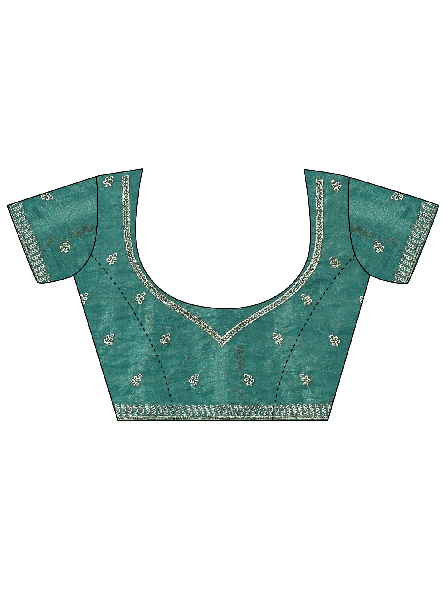 Green Embellished Organza Saree With Unstitched Blouse Piece