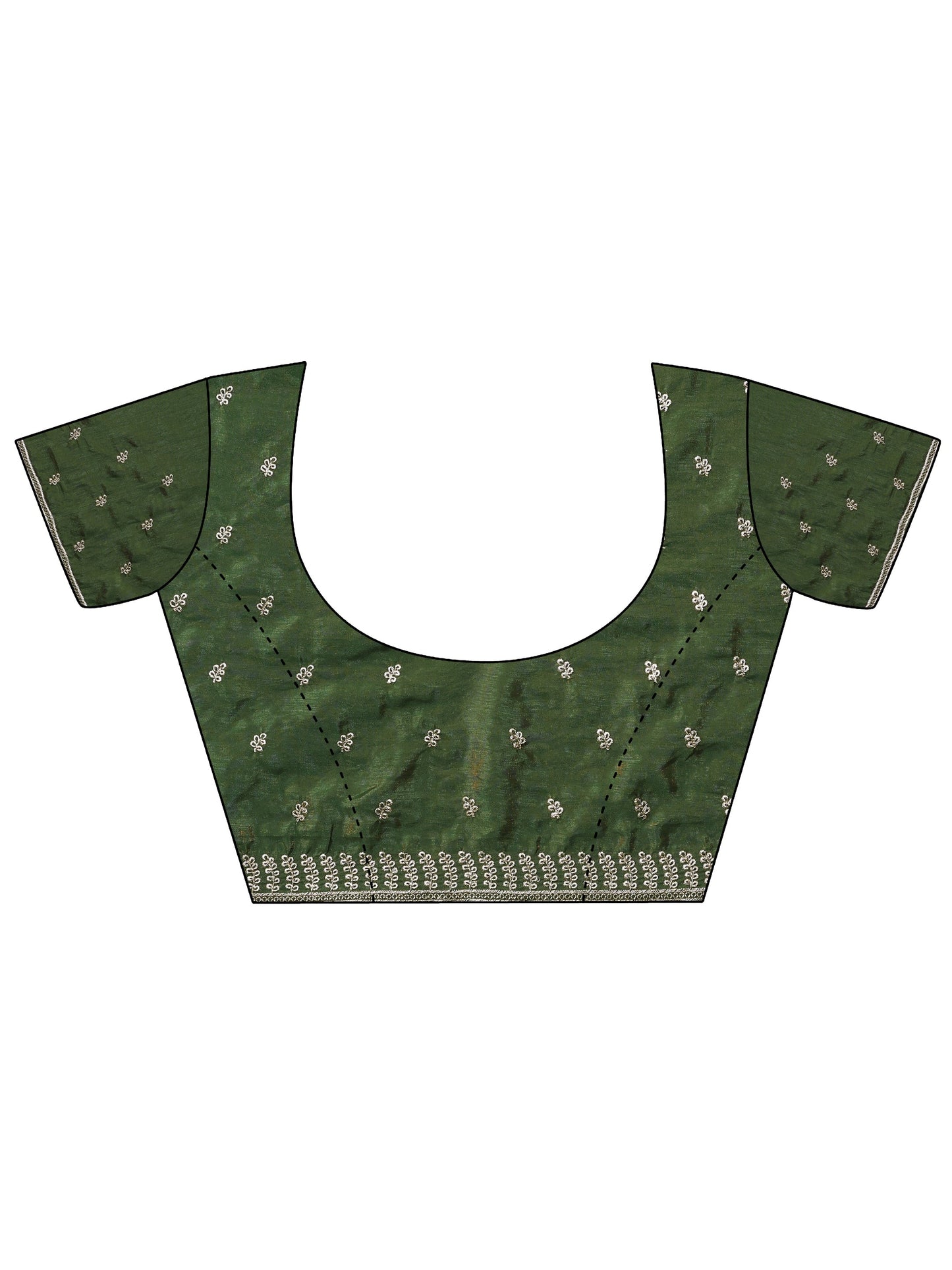Green Embellished Organza Saree With Unstitched Blouse Piece