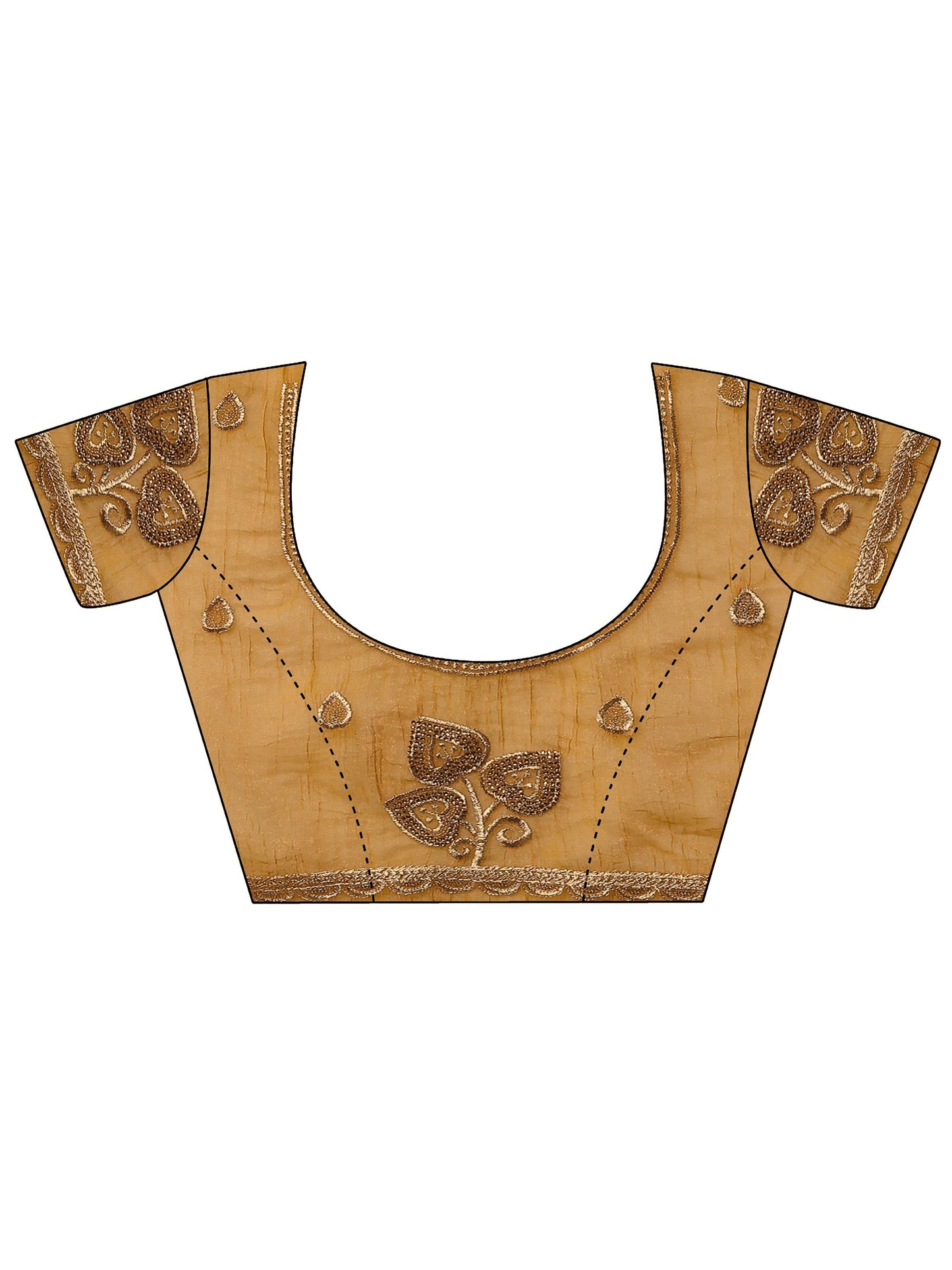 Mustard Embroidered Chinon Saree With Unstitched Blouse Piece