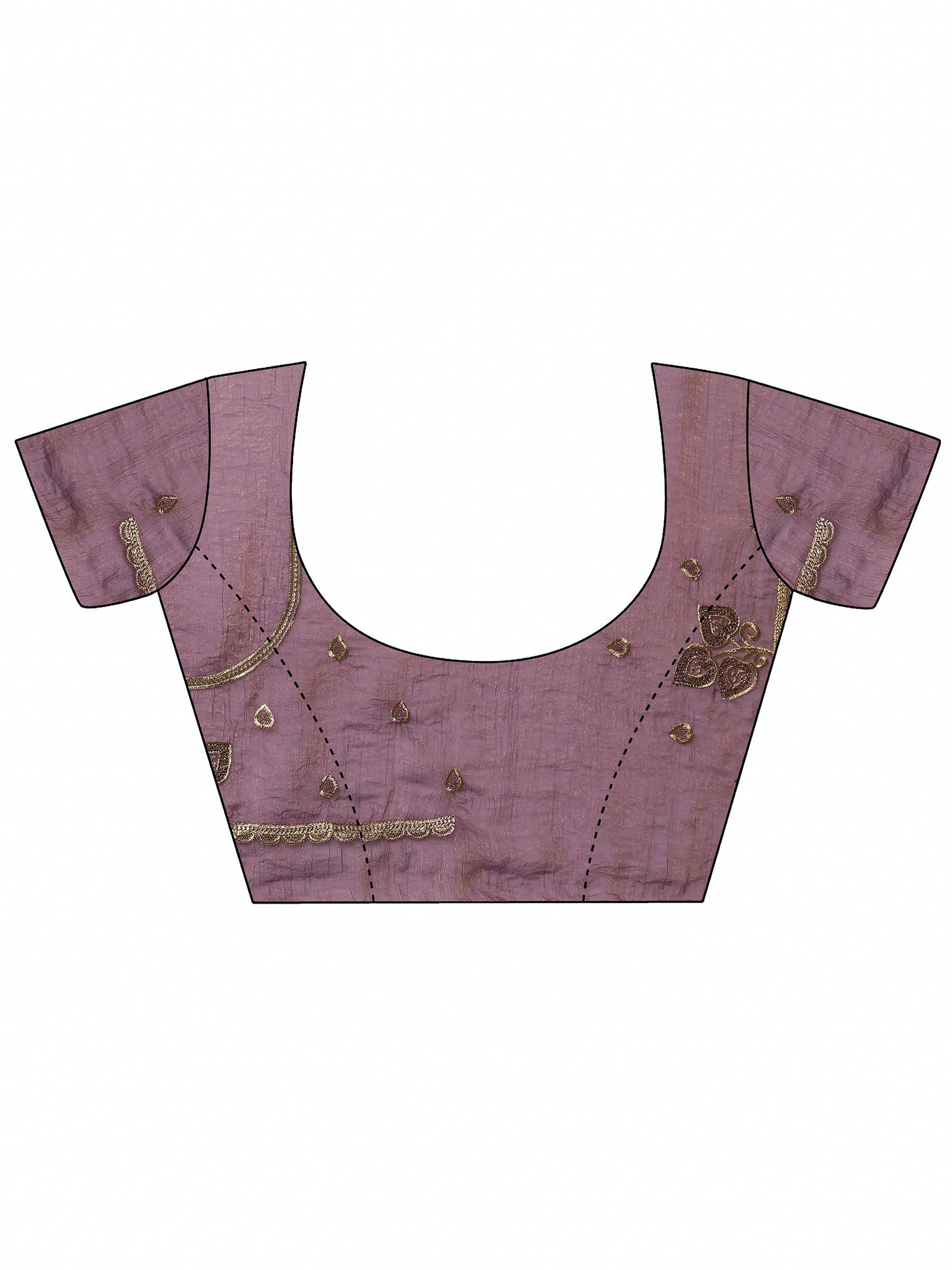 Purple Embroidered Chinon Saree With Unstitched Blouse Piece