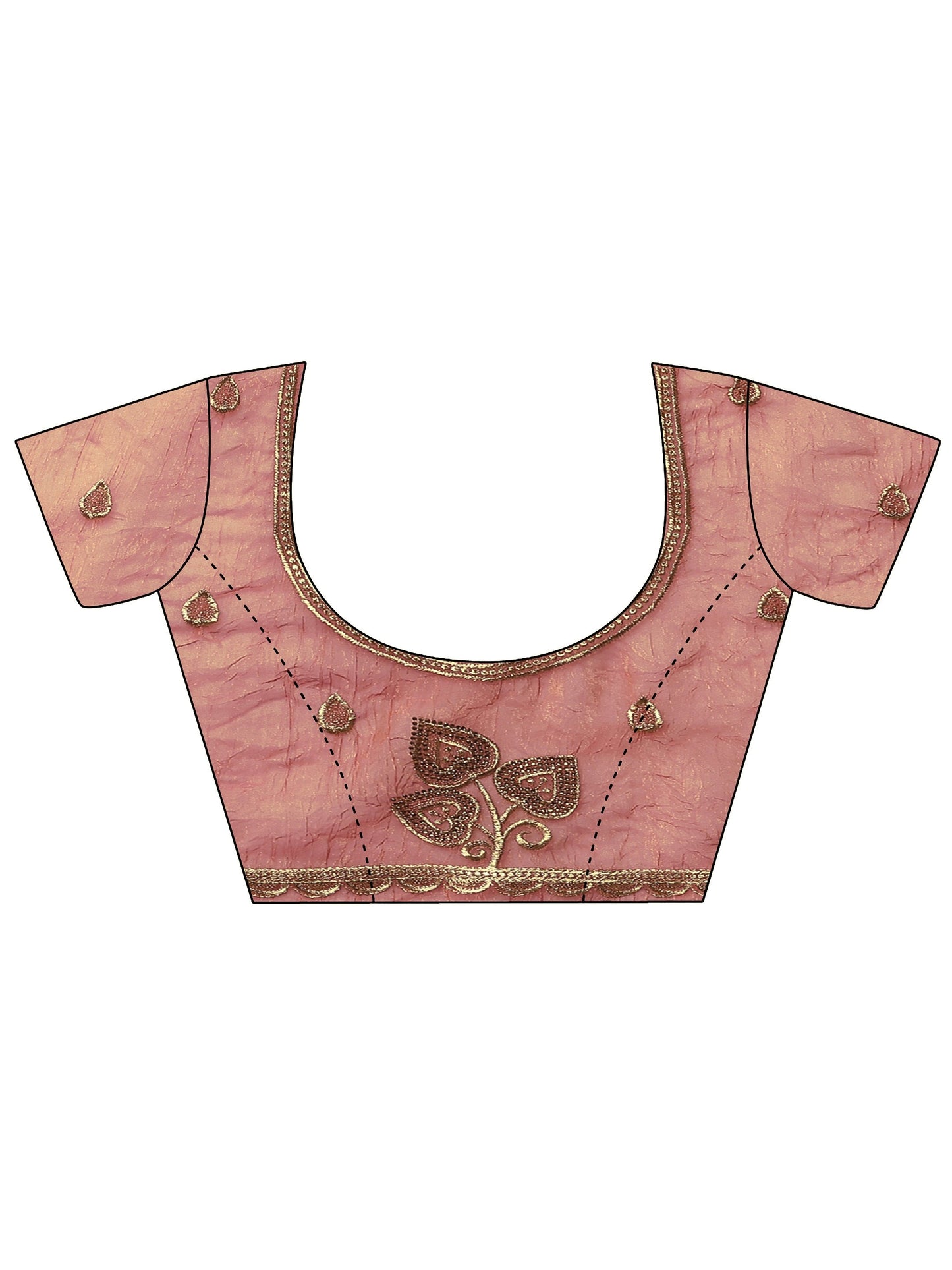 Coral Embroidered Chinon Saree With Unstitched Blouse Piece