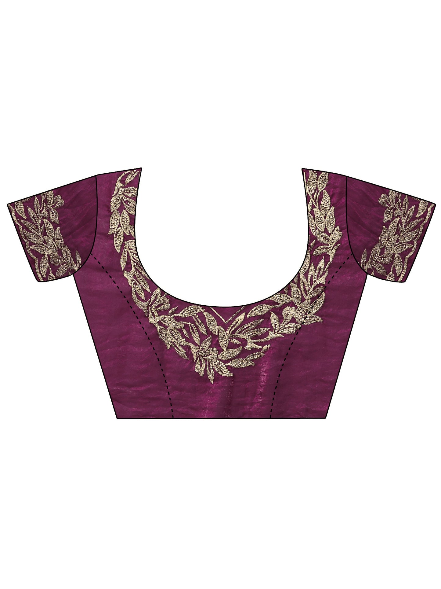 Maroon Embroidered Organza Saree With Unstitched Blouse Piece