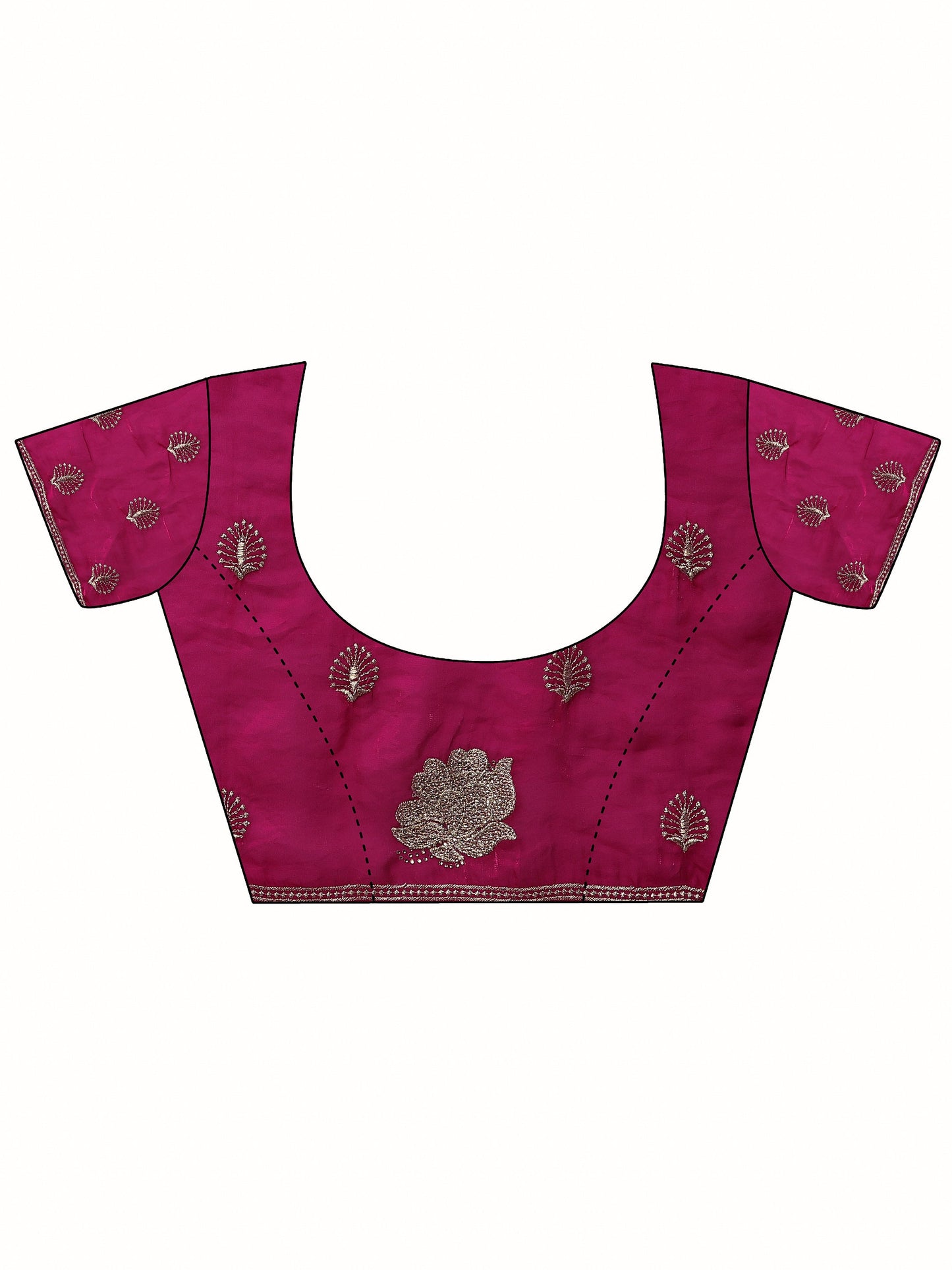 Pink Embroidered Organza Saree With Unstitched Blouse Piece