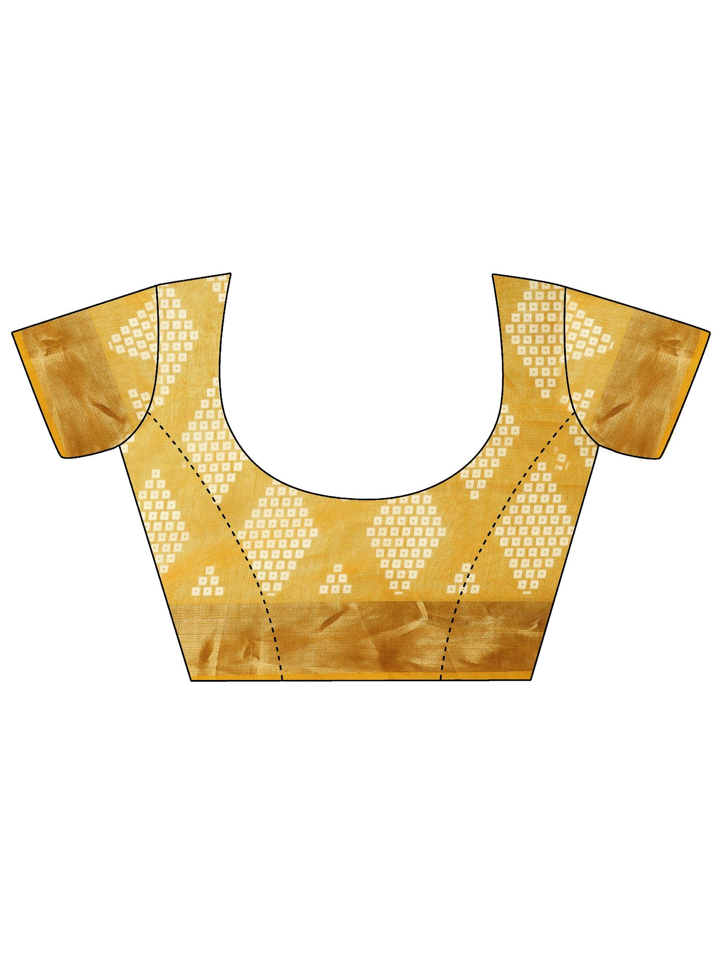 Yellow Printed Banarasi Silk Blend Saree With Unstitched Blouse Piece