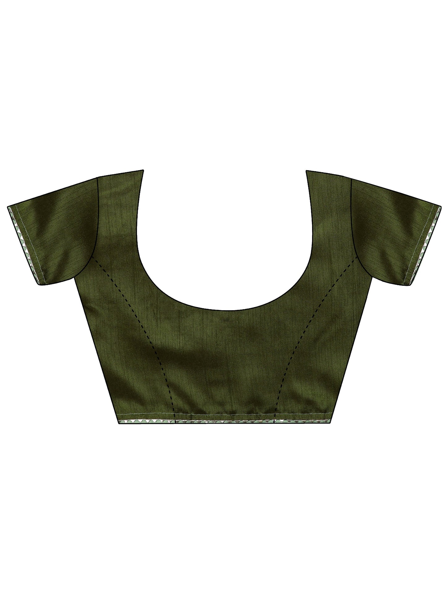 Green Printed Silk Blend Saree With Unstitched Blouse Piece