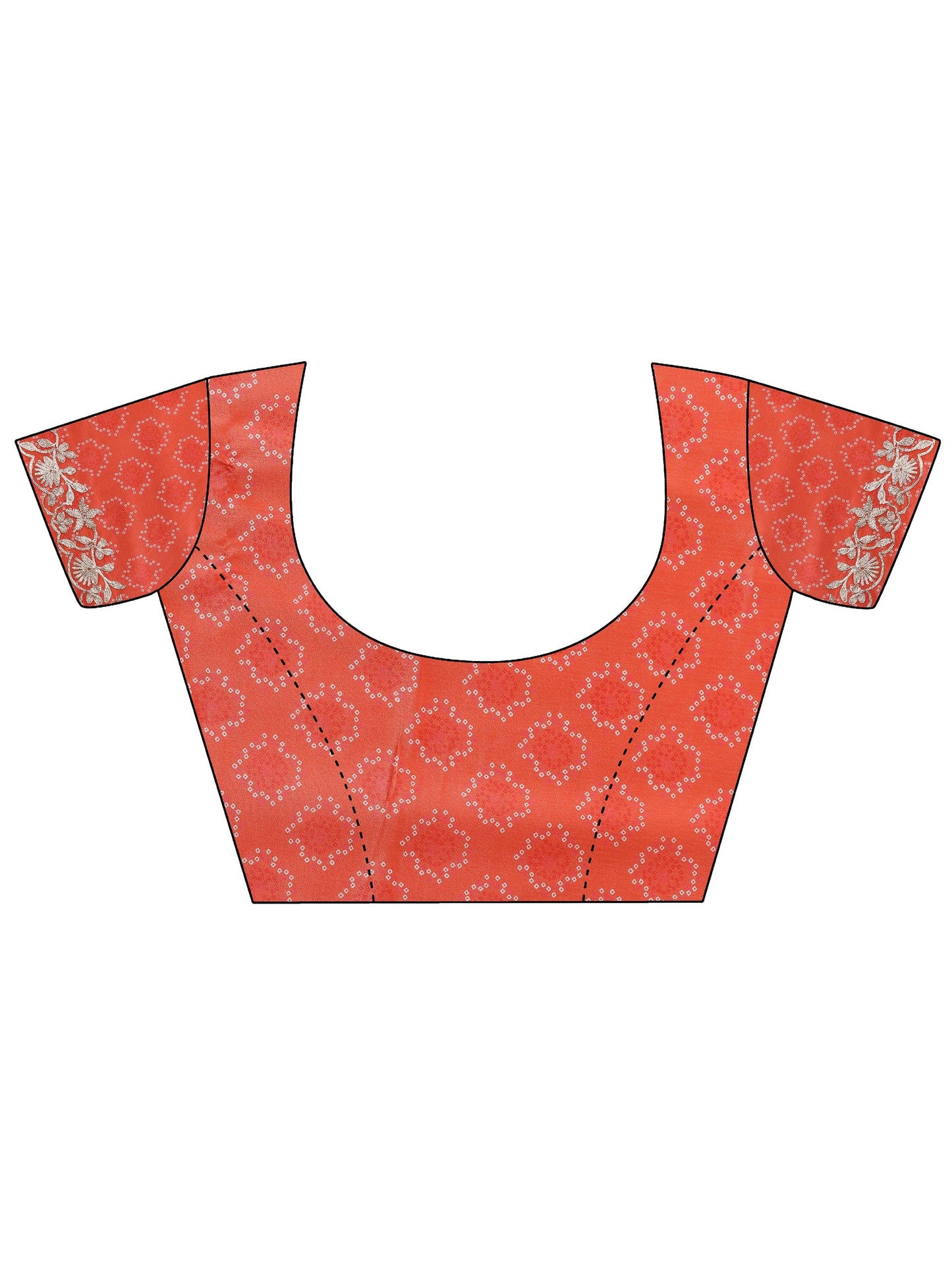 Orange Leheriya Printed Chinon Saree With Unstitched Blouse Piece