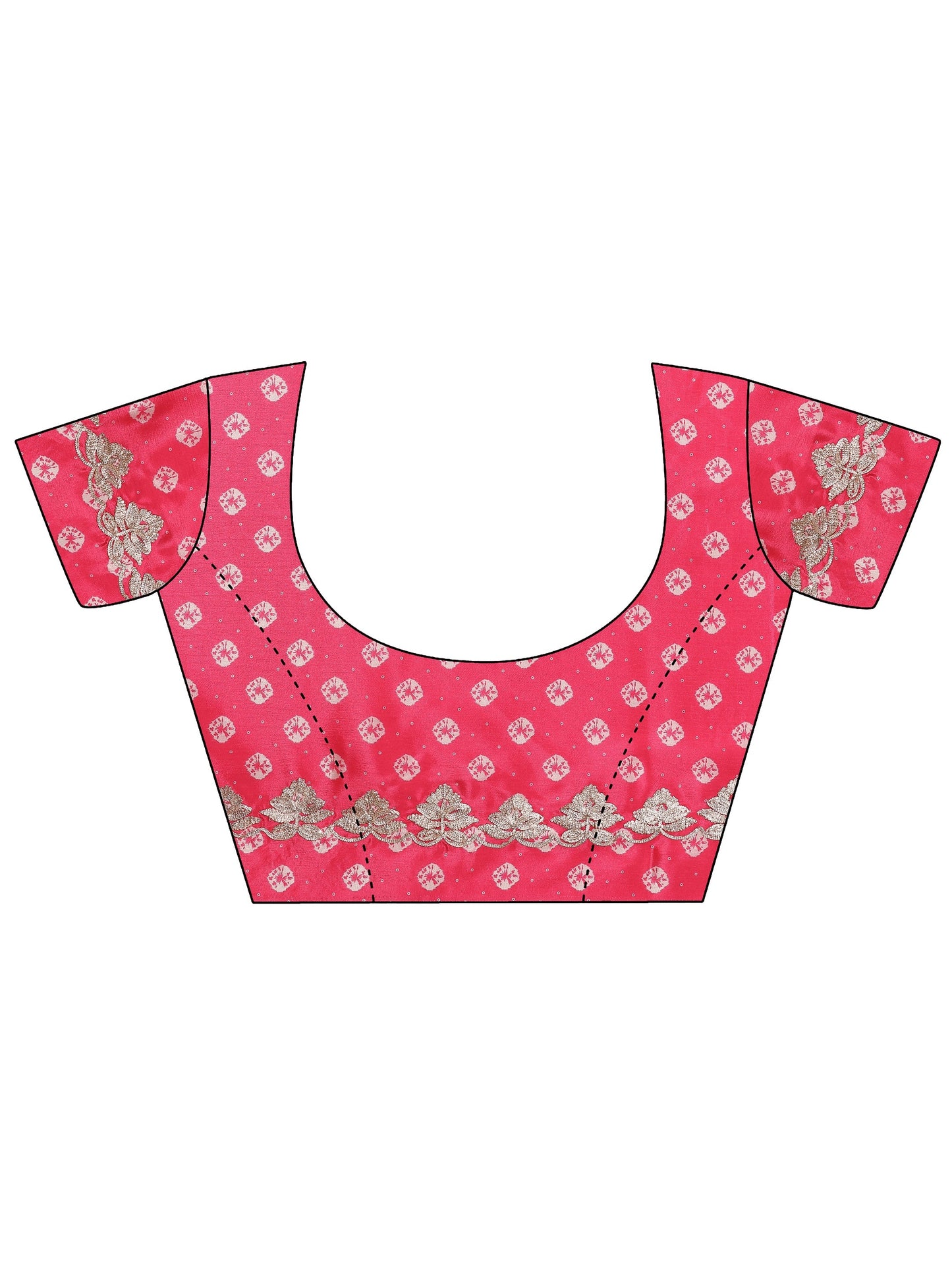 Pink Leheriya Printed Chinon Saree With Unstitched Blouse Piece