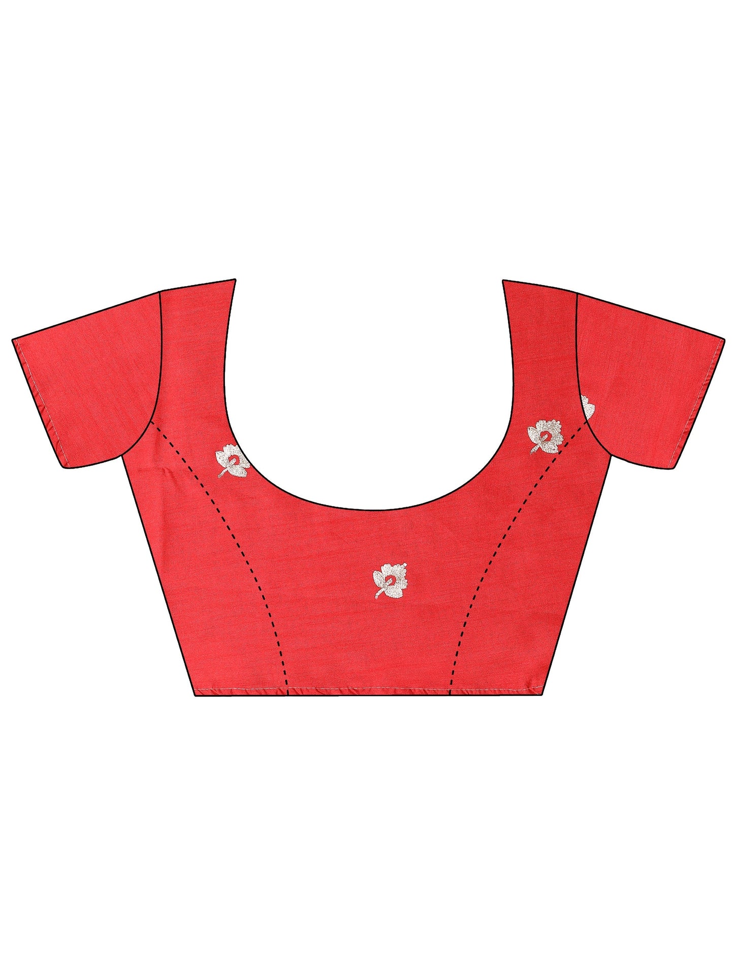 Orange Printed Chinon Saree With Unstitched Blouse Piece