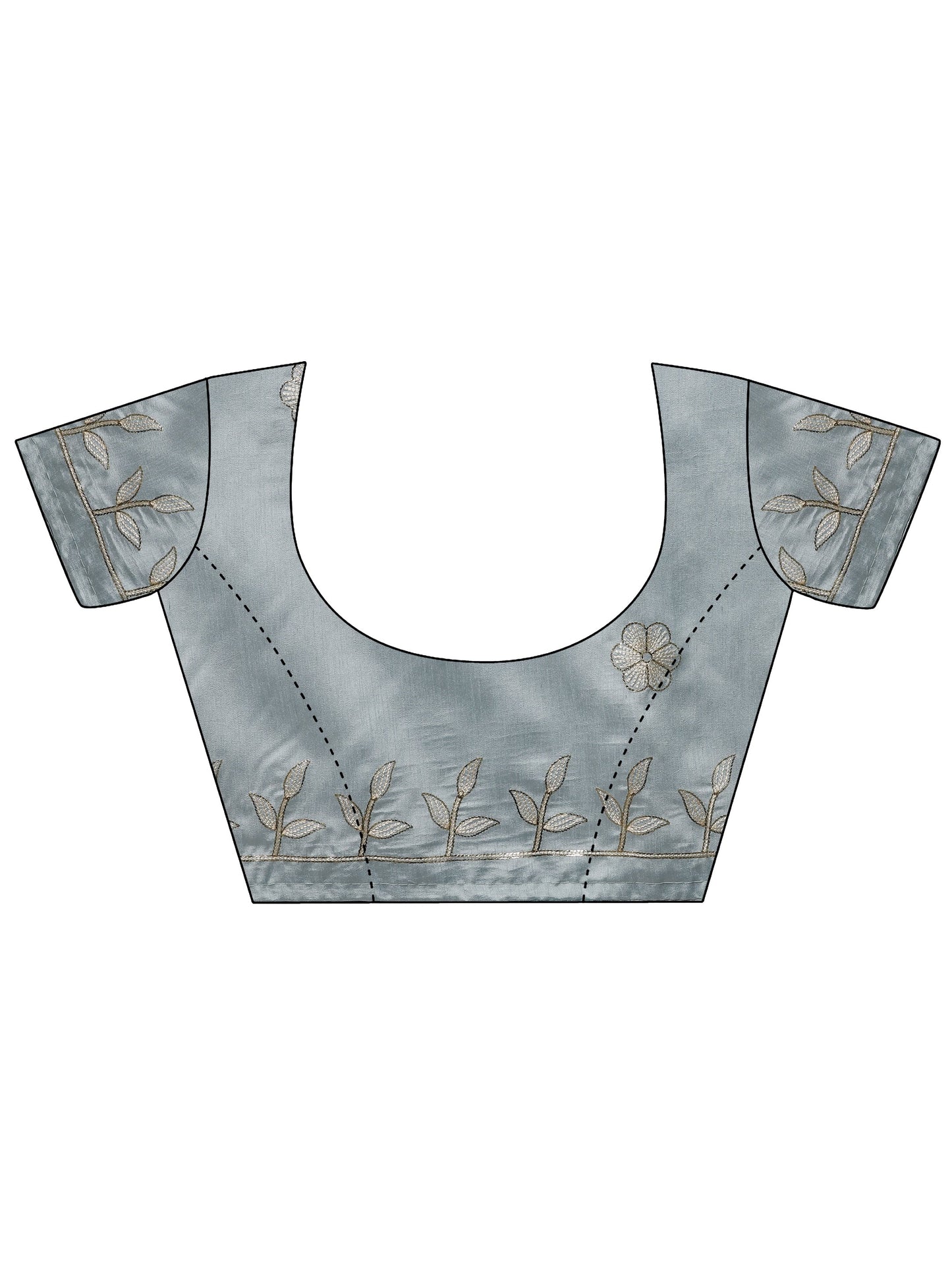 Blue Embroidered Organza Saree With Unstitched Blouse Piece