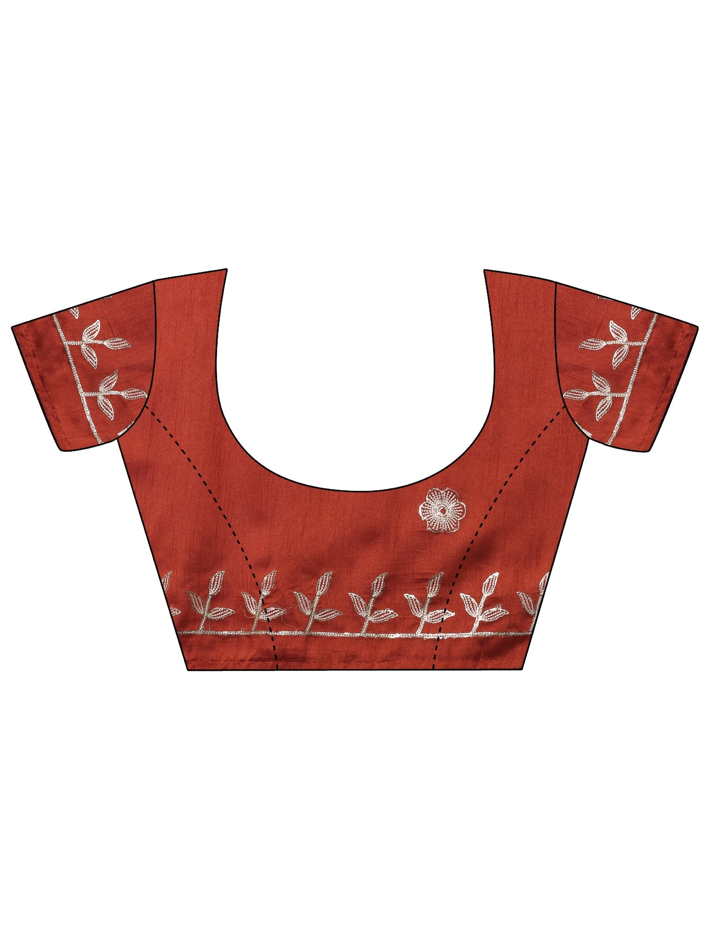 Orange Embroidered Organza Saree With Unstitched Blouse Piece