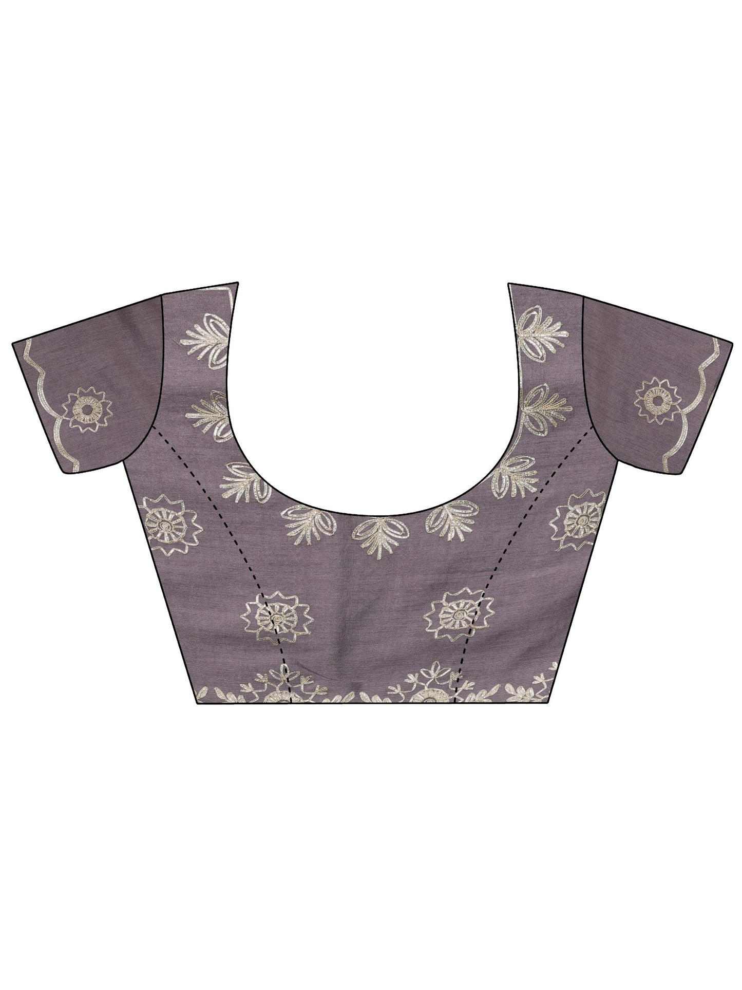 Lavender Embroidered Silk Blend Saree With Unstitched Blouse Piece