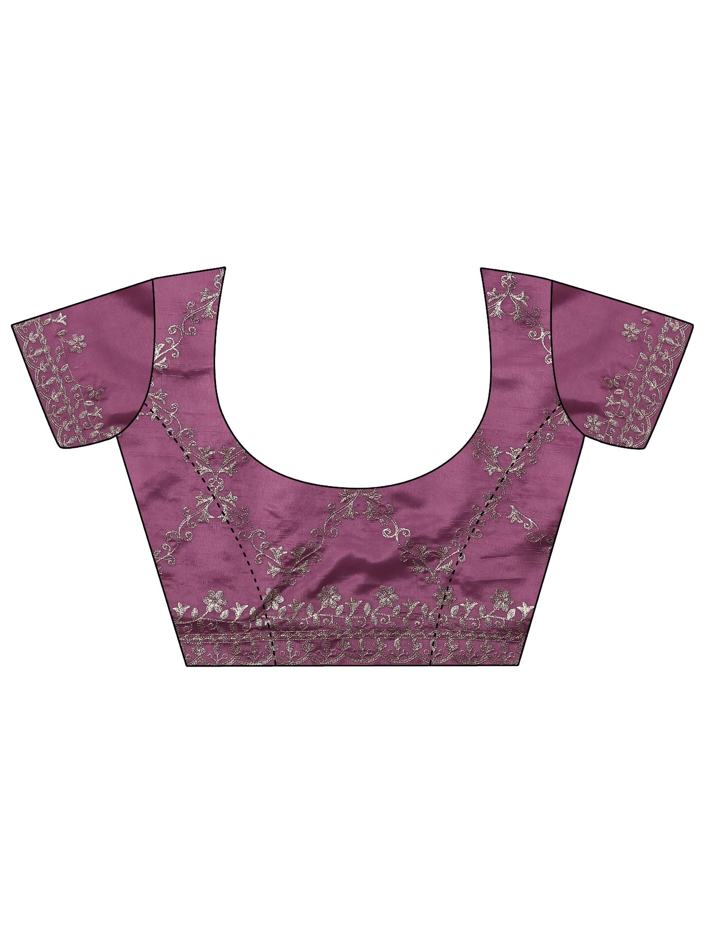 Mauve Embroidered Silk Blend Saree With Unstitched Blouse Piece