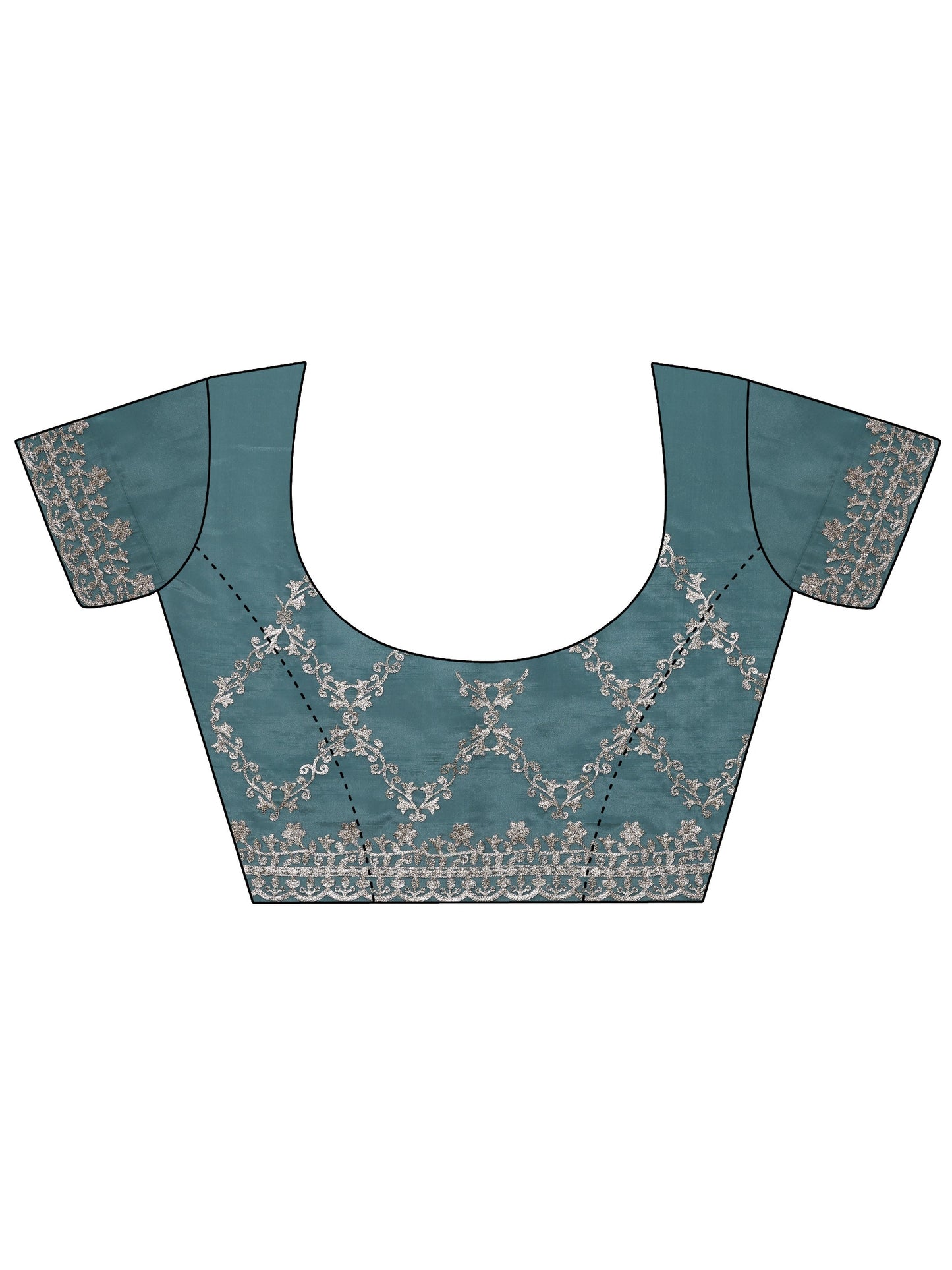 Blue Embroidered Silk Blend Saree With Unstitched Blouse Piece