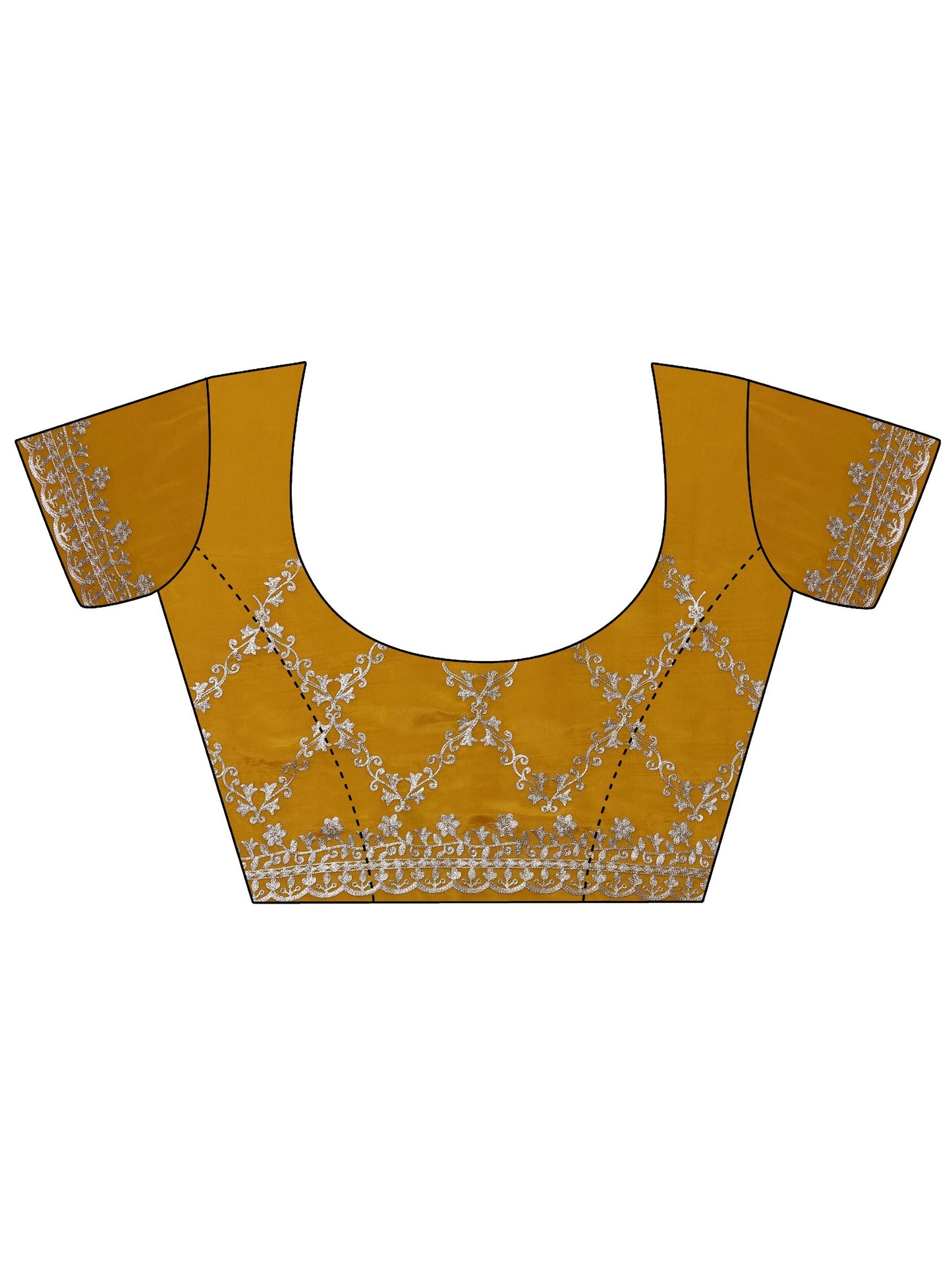 Mustard Embroidered Silk Blend Saree With Unstitched Blouse Piece