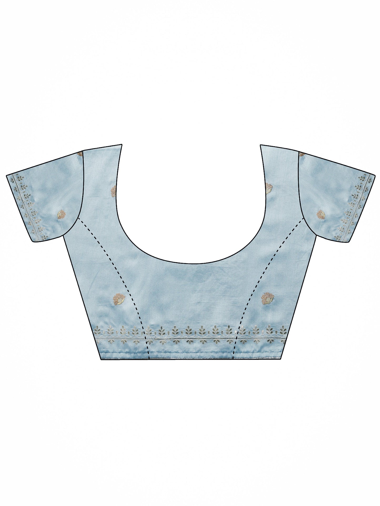 Blue Embroidered Organza Saree With Unstitched Blouse Piece