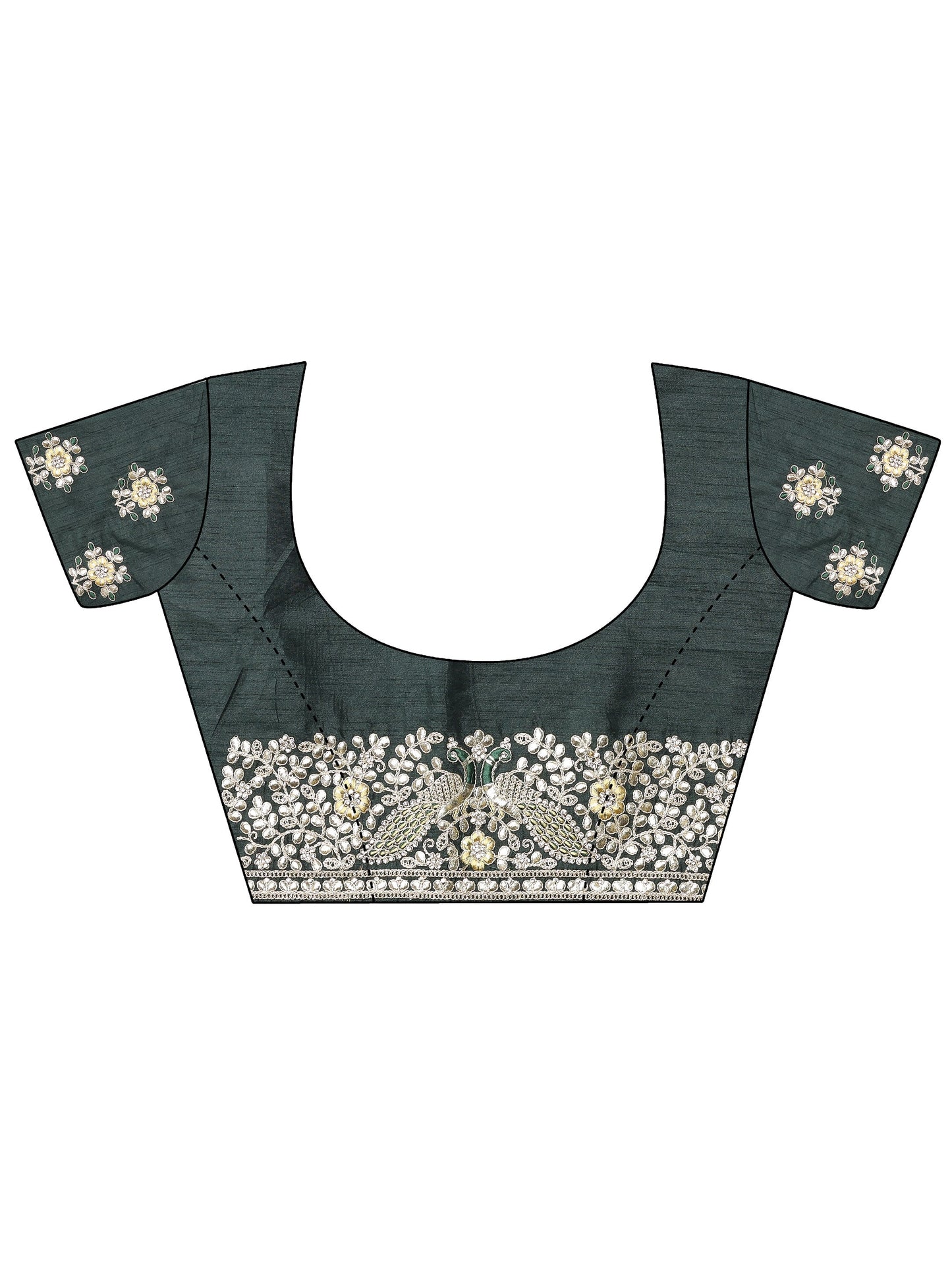 Mustard Embroidered Silk Blend Saree With Unstitched Blouse Piece