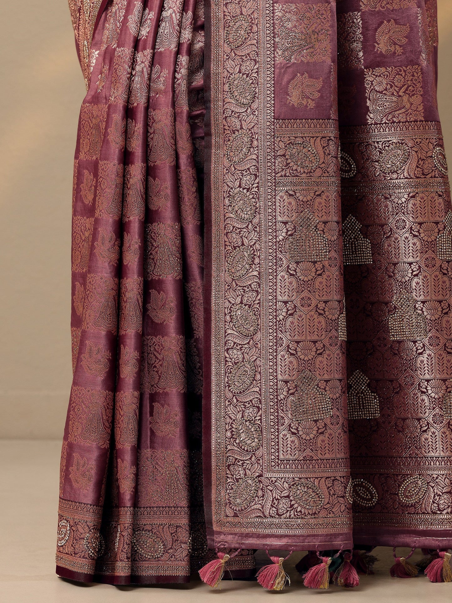 Pink Woven Design Banarasi Silk Blend Saree With Unstitched Blouse Piece