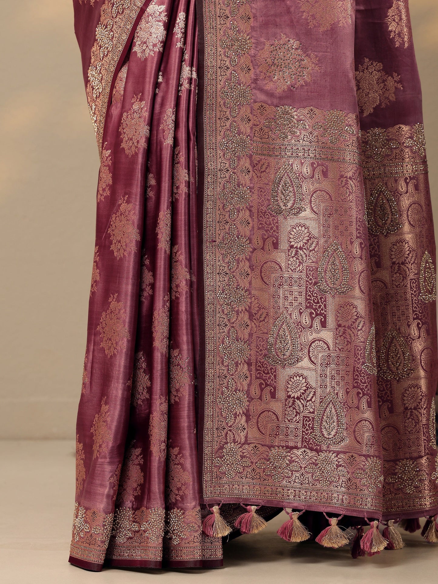 Pink Woven Design Banarasi Silk Blend Saree With Unstitched Blouse Piece