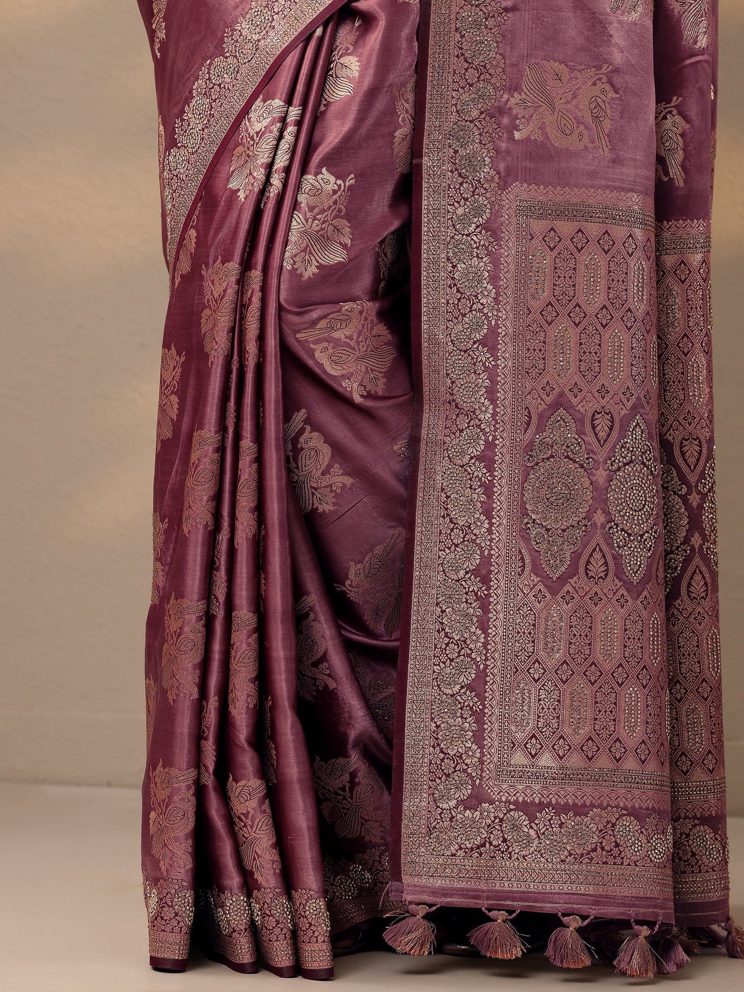 Pink Woven Design Banarasi Silk Blend Saree With Unstitched Blouse Piece