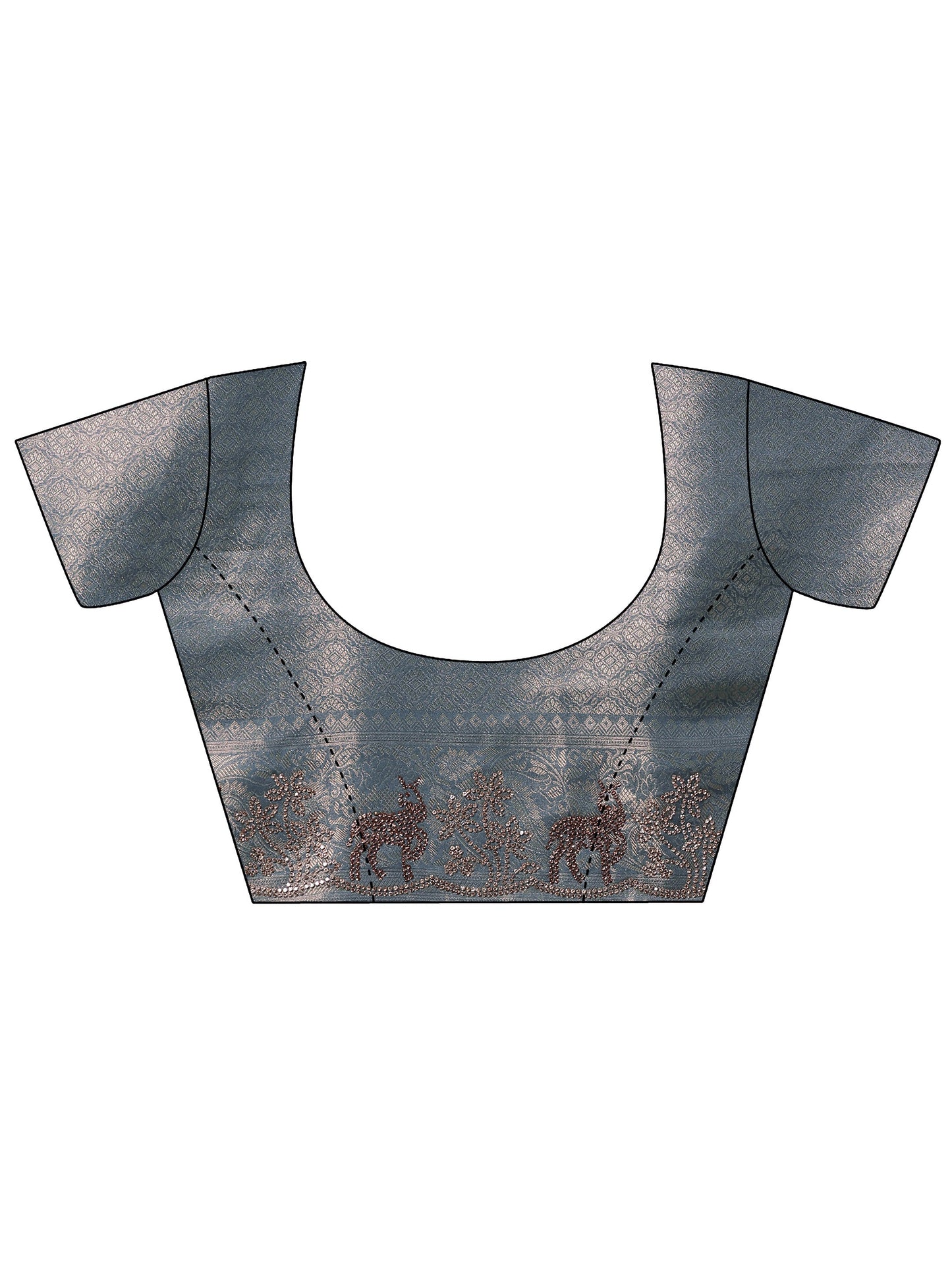 Blue Embellished Banarasi Silk Blend Saree With Unstitched Blouse Piece