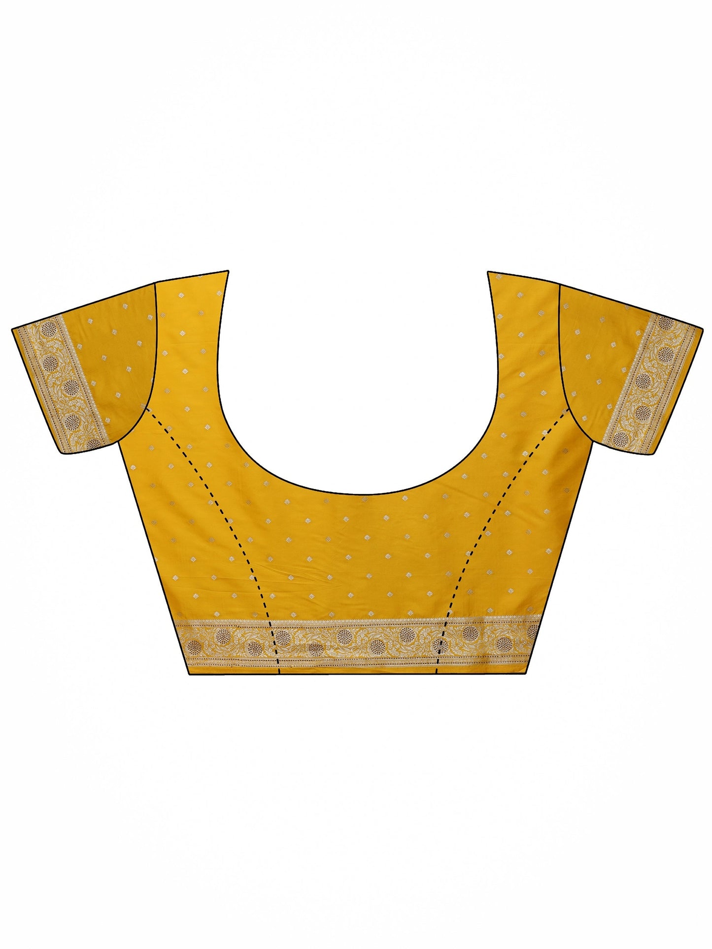 Yellow Woven Design Banarasi Silk Blend Saree With Unstitched Blouse Piece