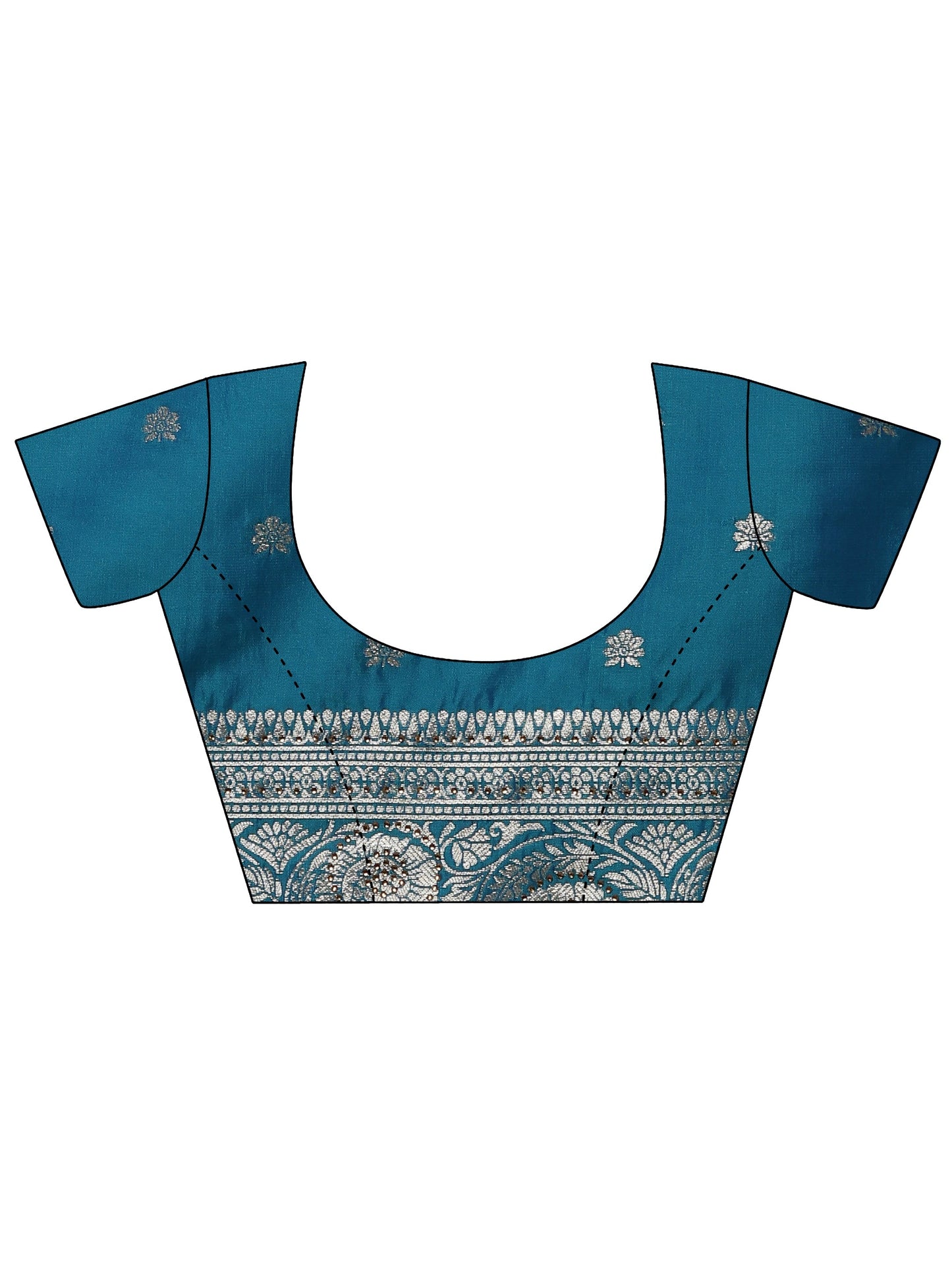 Blue Embellished Banarasi Silk Blend Saree With Unstitched Blouse Piece