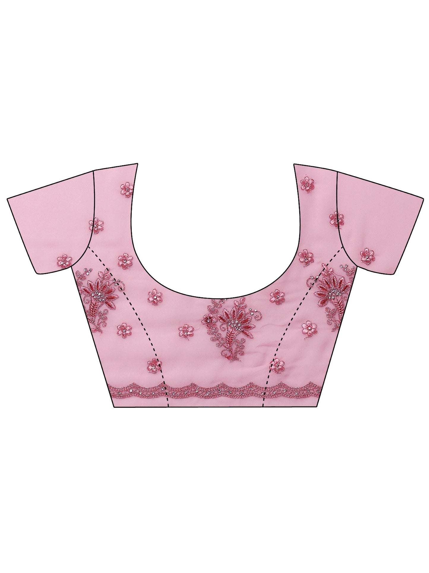 Peach Embroidered Georgette Saree With Unstitched Blouse Piece