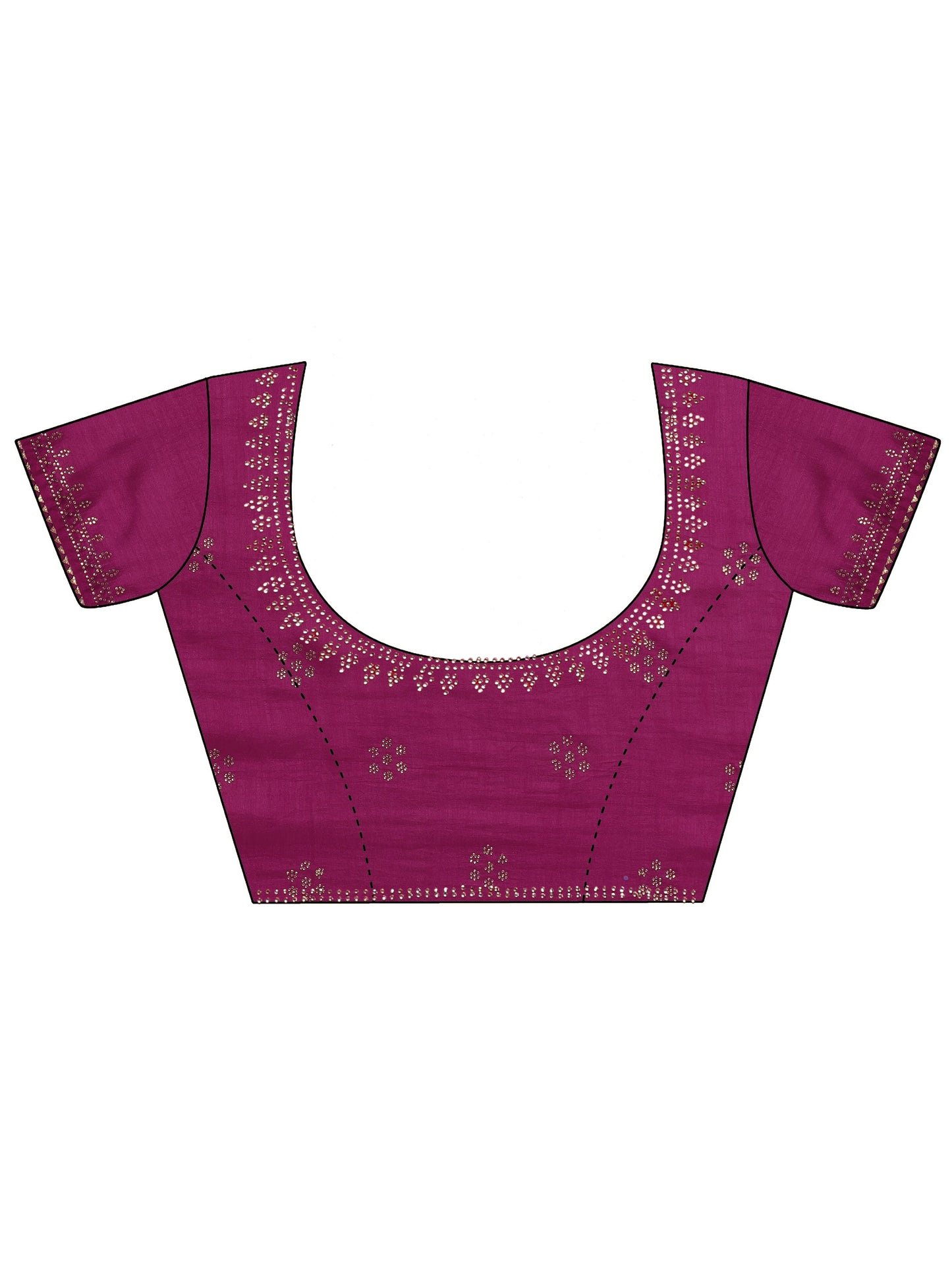 Burgundy Embroidered Chinon Saree With Unstitched Blouse Piece