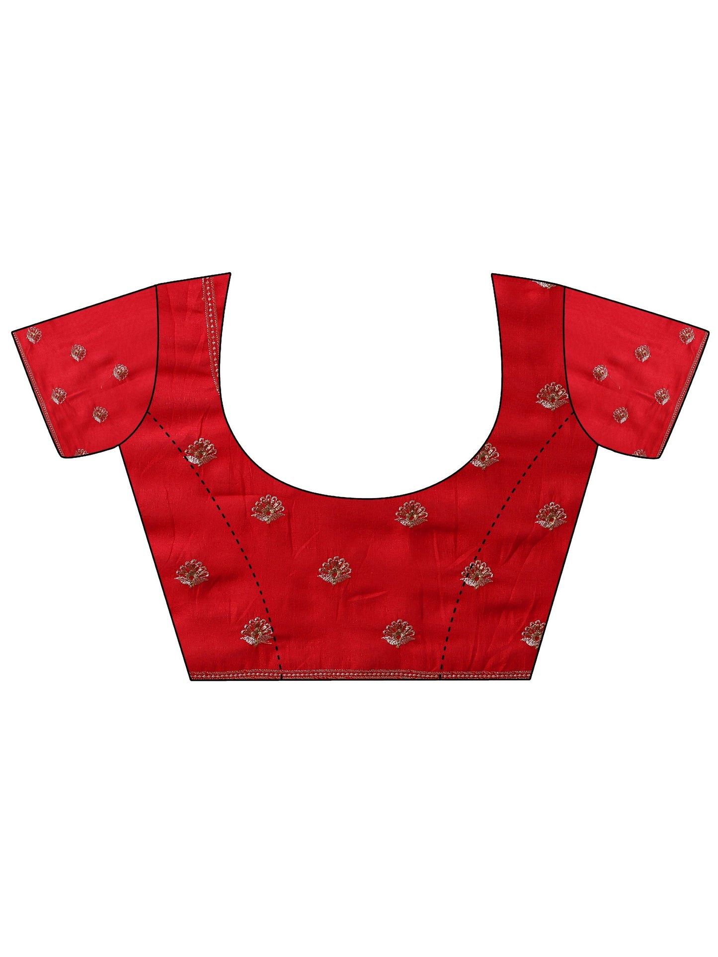 Red Embroidered Silk Blend Sarees With Unstitched Blouse Piece