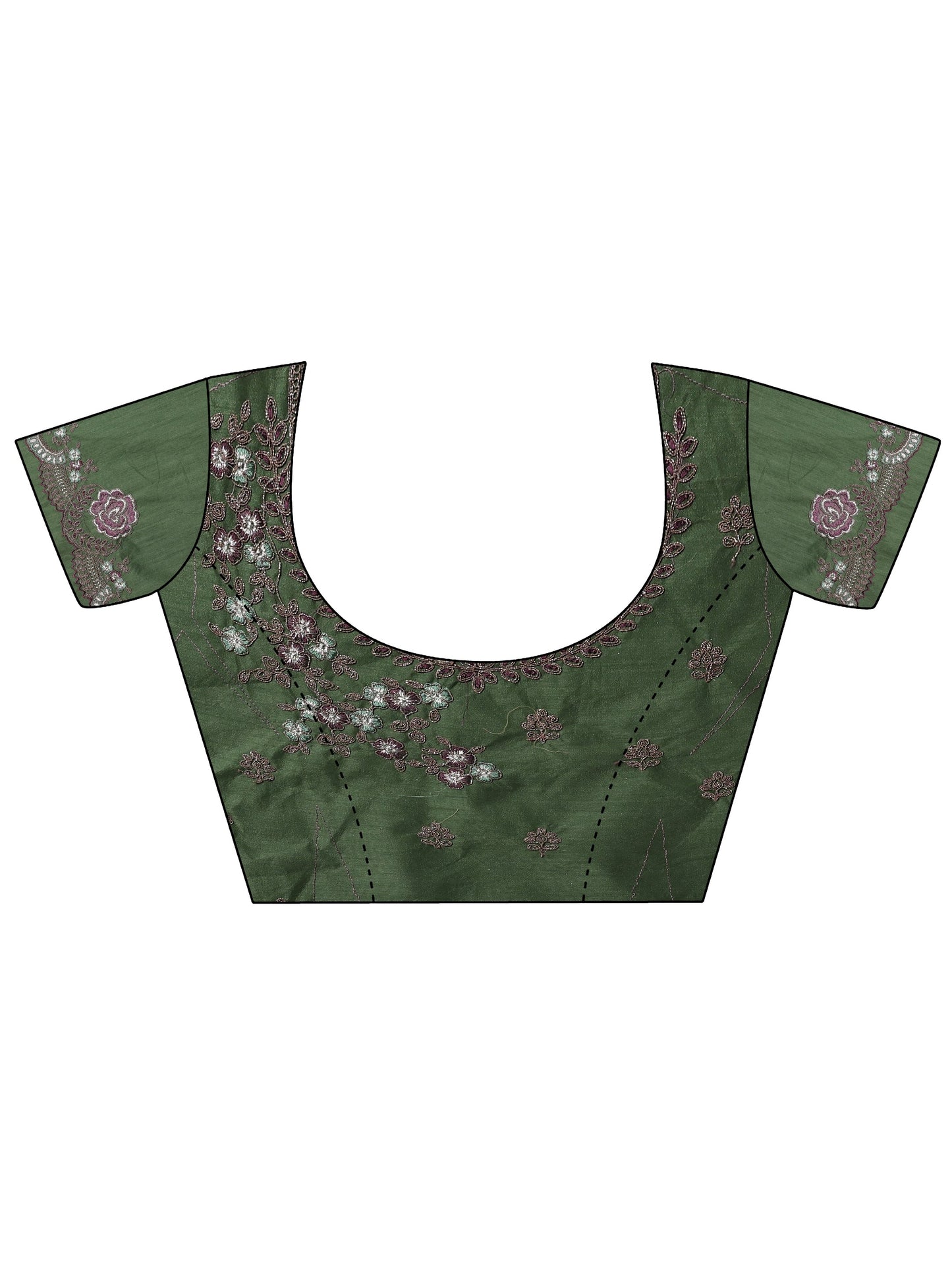 Lavender Embroidered Silk Blend Saree With Unstitched Blouse Piece