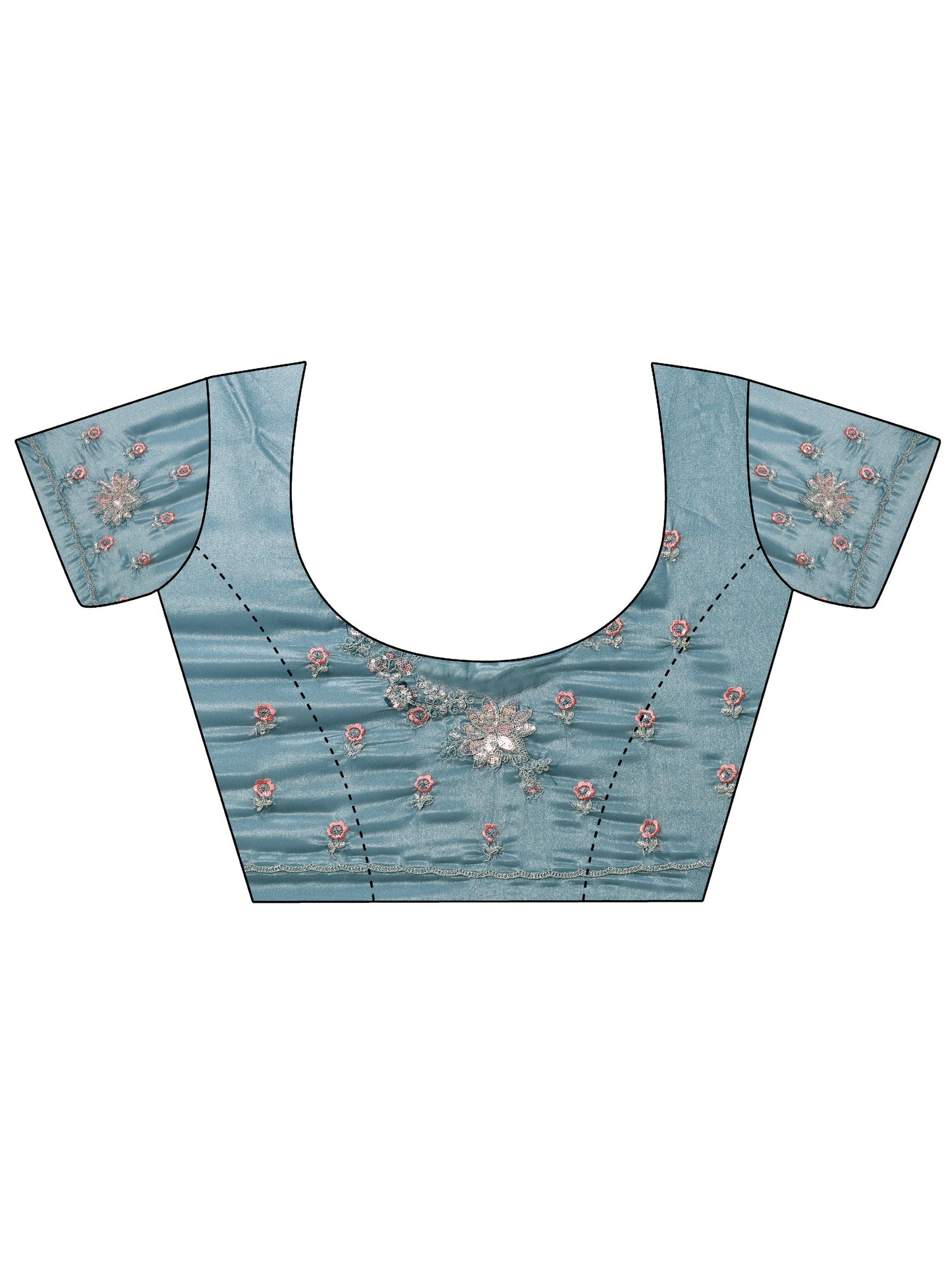 Blue Embroidered Silk blend Saree With Unstitched Blouse Piece