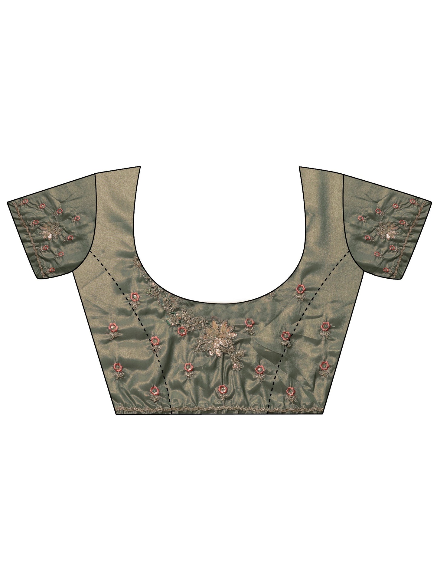 Green Embroidered Silk blend Saree With Unstitched Blouse Piece