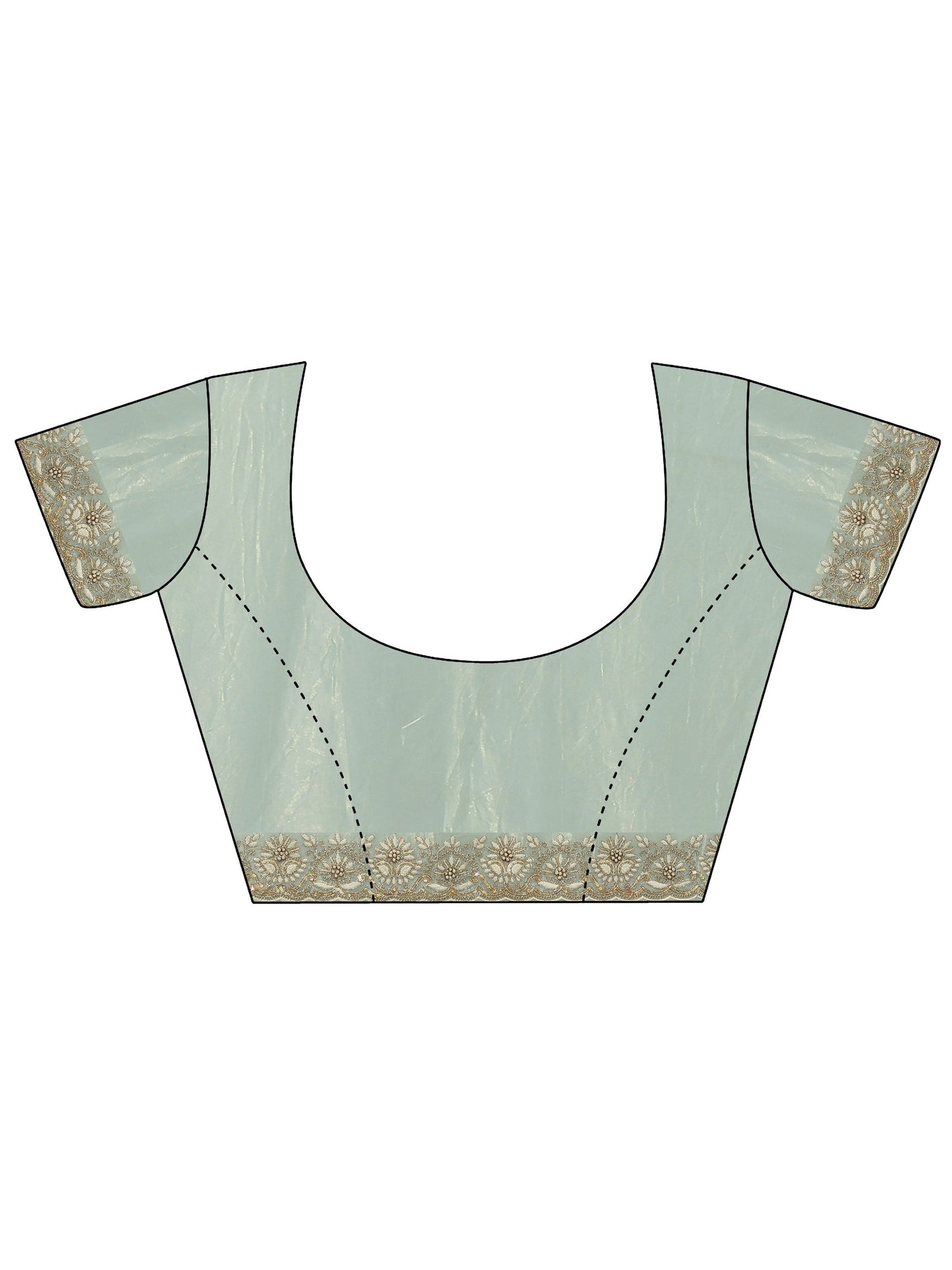 Green Embroidered Organza Saree With Unstitched Blouse Piece