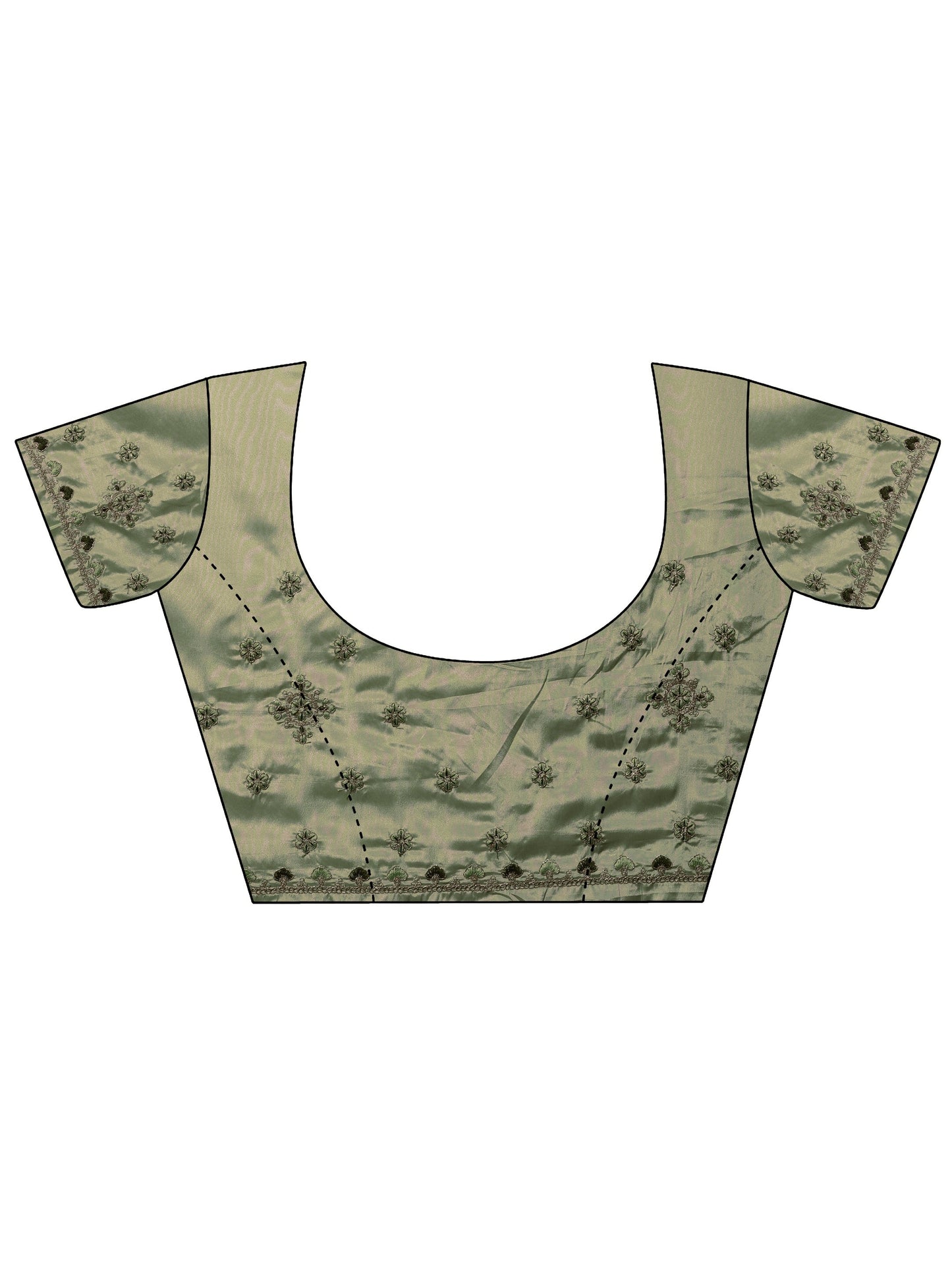 Green Embroidered Crepe Saree With Unstitched Blouse Piece