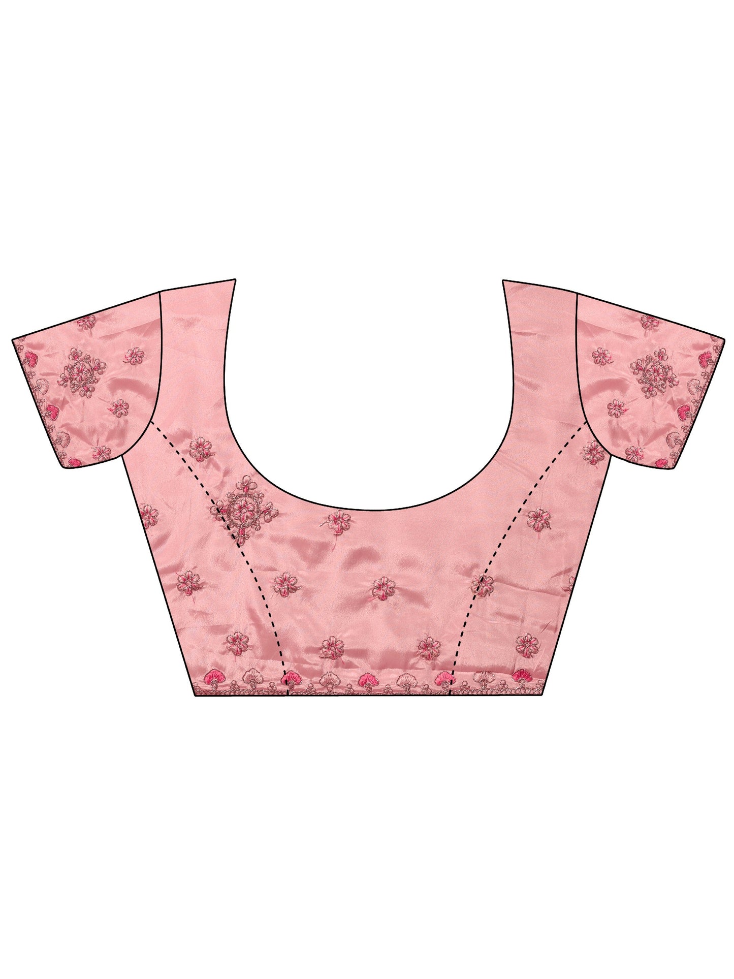 Pink Embroidered Crepe Saree With Unstitched Blouse Piece