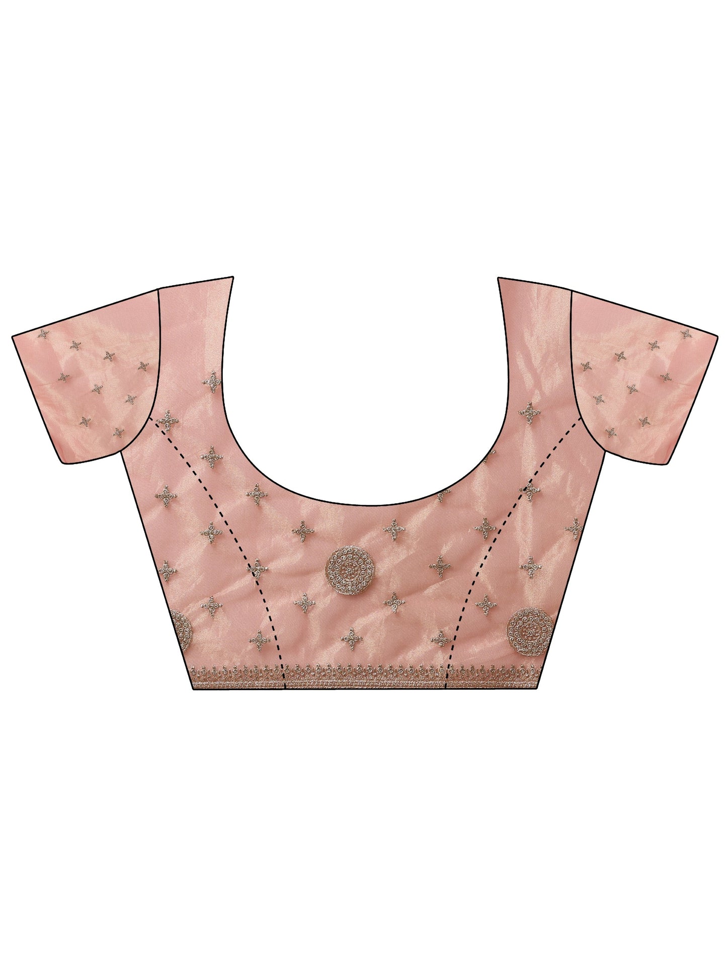 Peach Embroidered Banarasi Nylon Saree With Unstitched Blouse Piece