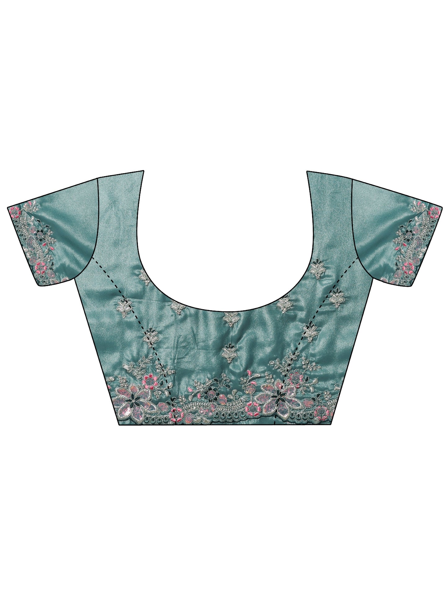 Blue Embroidered Crepe Saree With Unstitched Blouse Piece