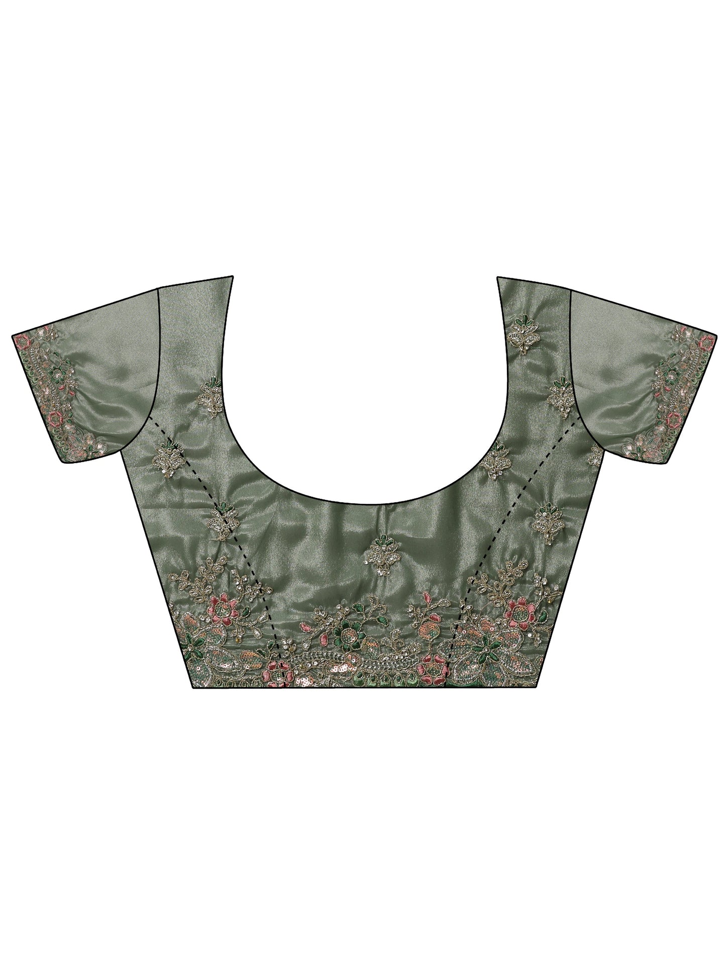 Green Embroidered Crepe Saree With Unstitched Blouse Piece