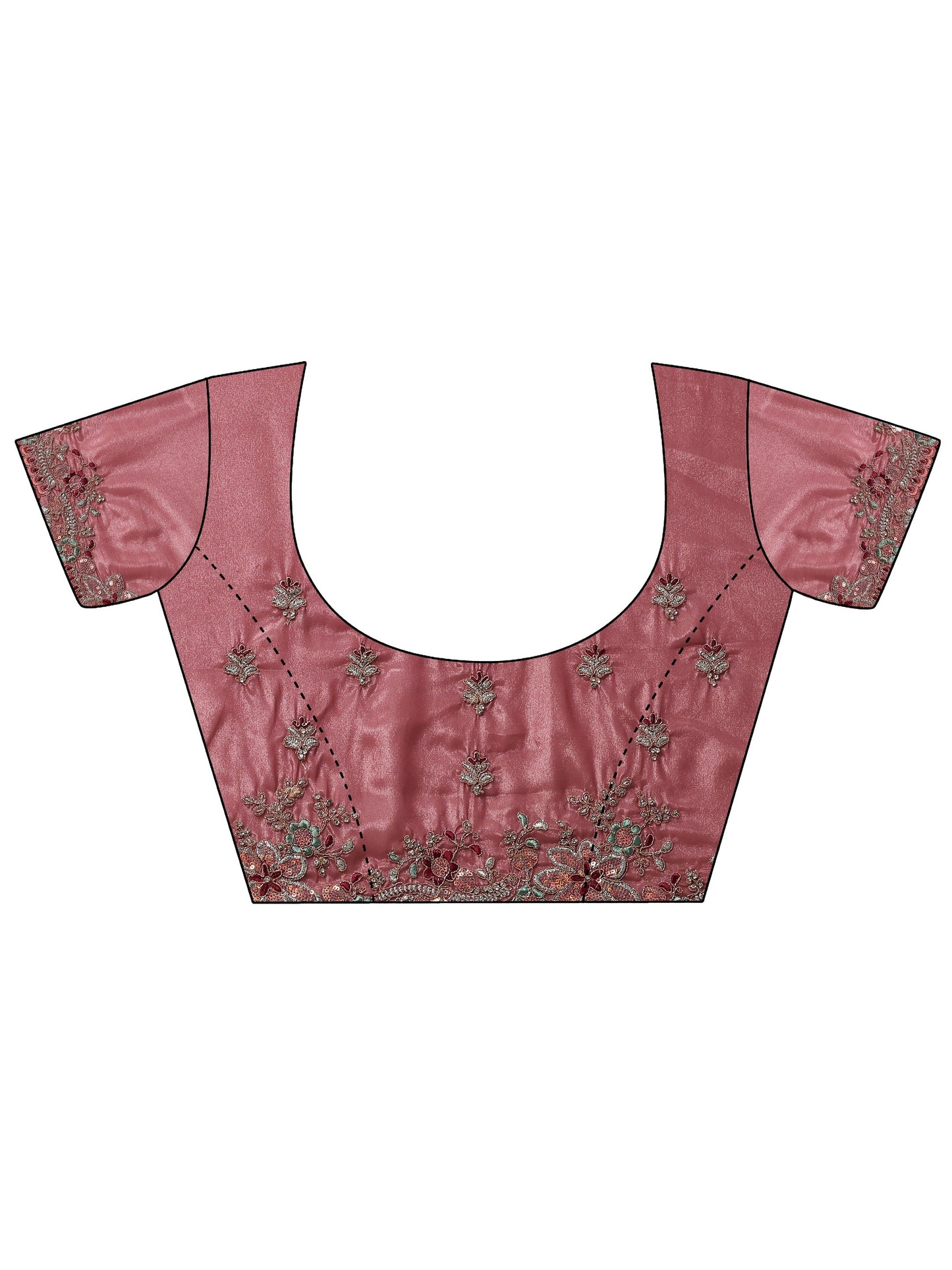 Mauve Embroidered Crepe Saree With Unstitched Blouse Piece