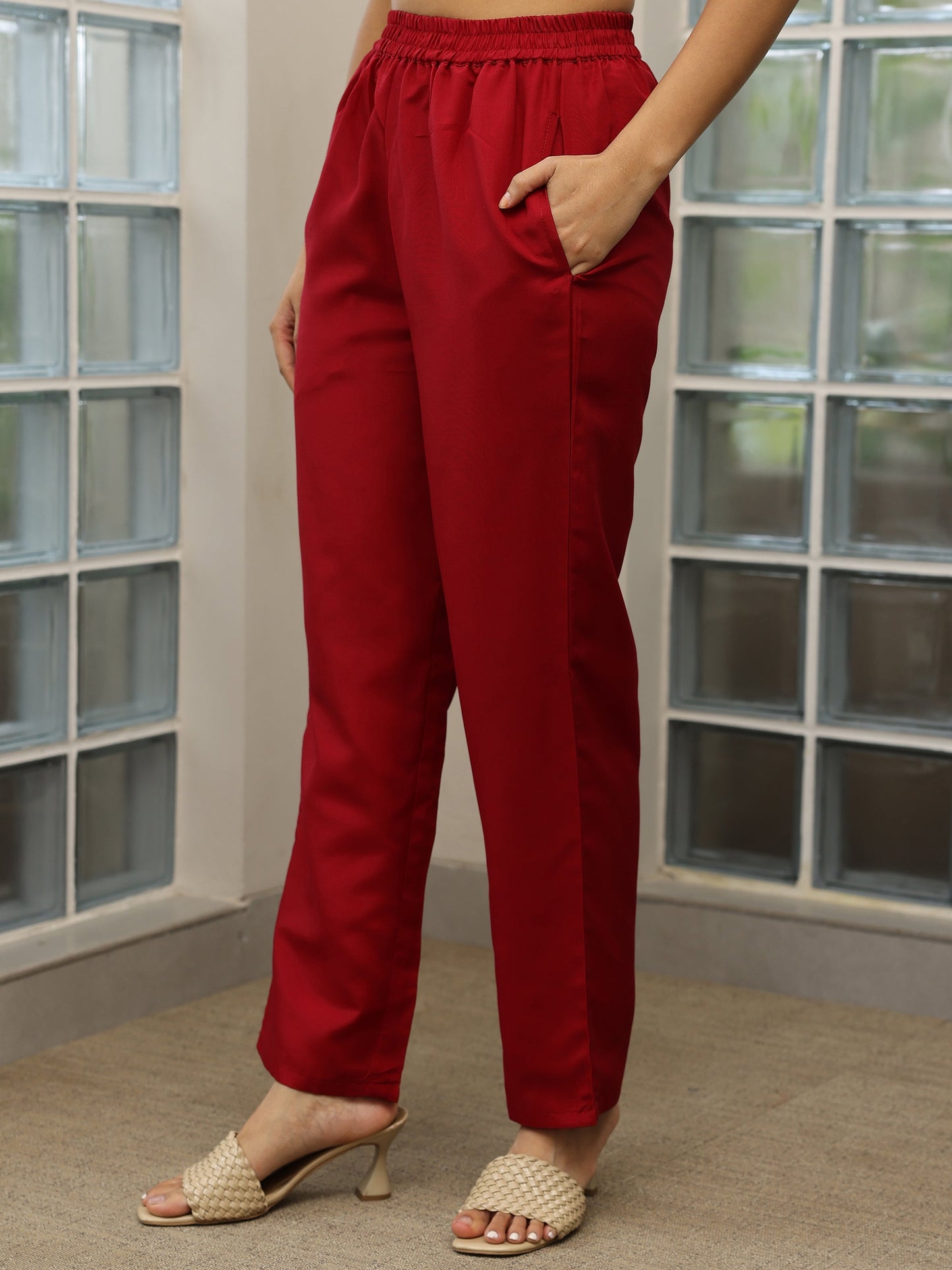 Maroon Embroidered Silk Blend Anarkali Suit Set With Dupatta