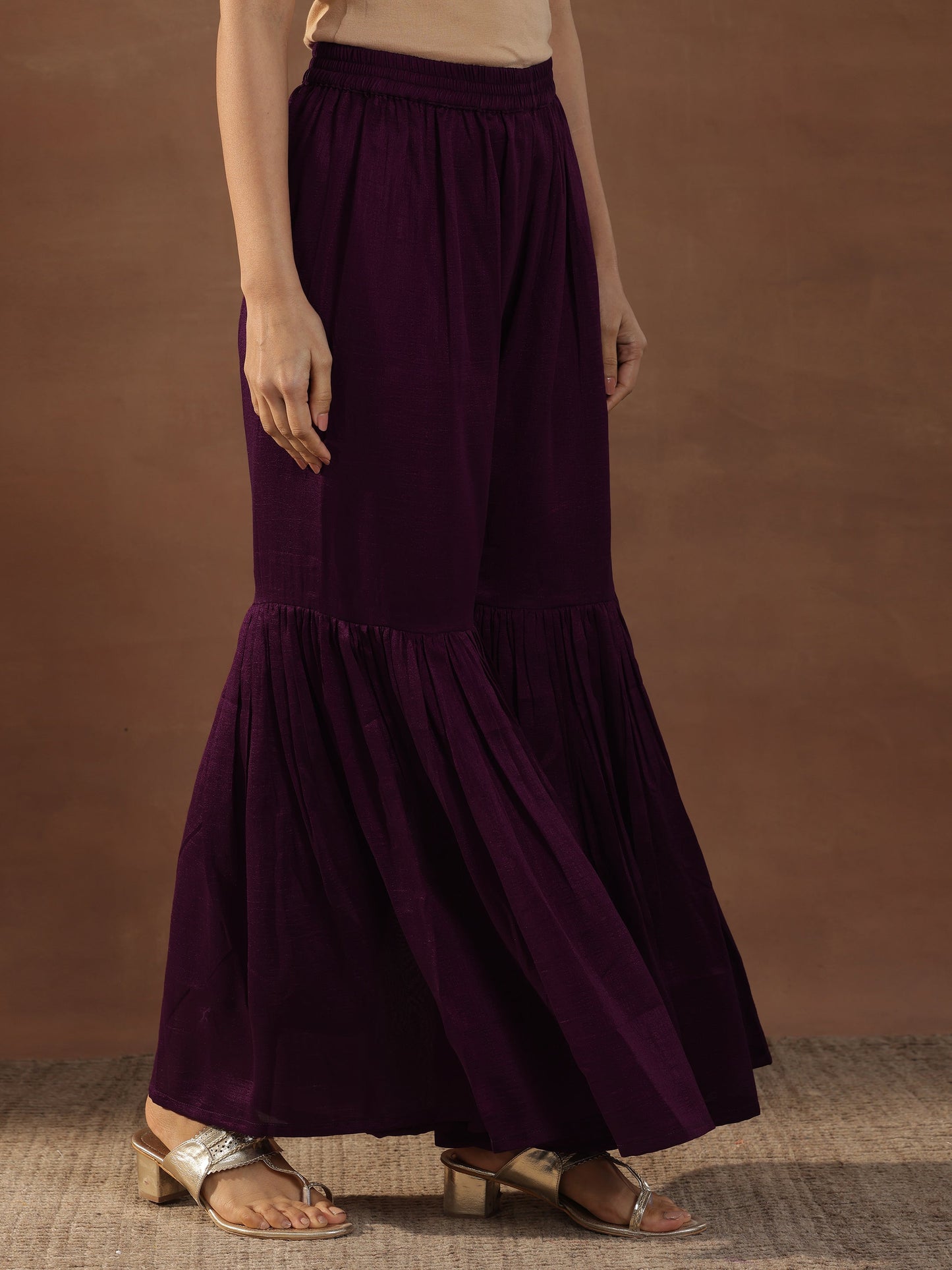 Burgundy Embroidered Silk Blend Straight Suits With Dupatta