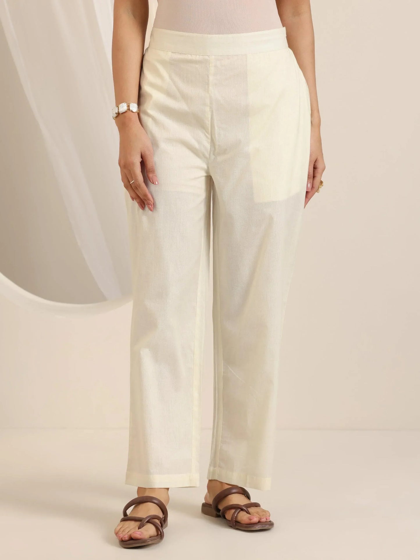 Off White Printed Cotton Straight Suit Set With Dupatta